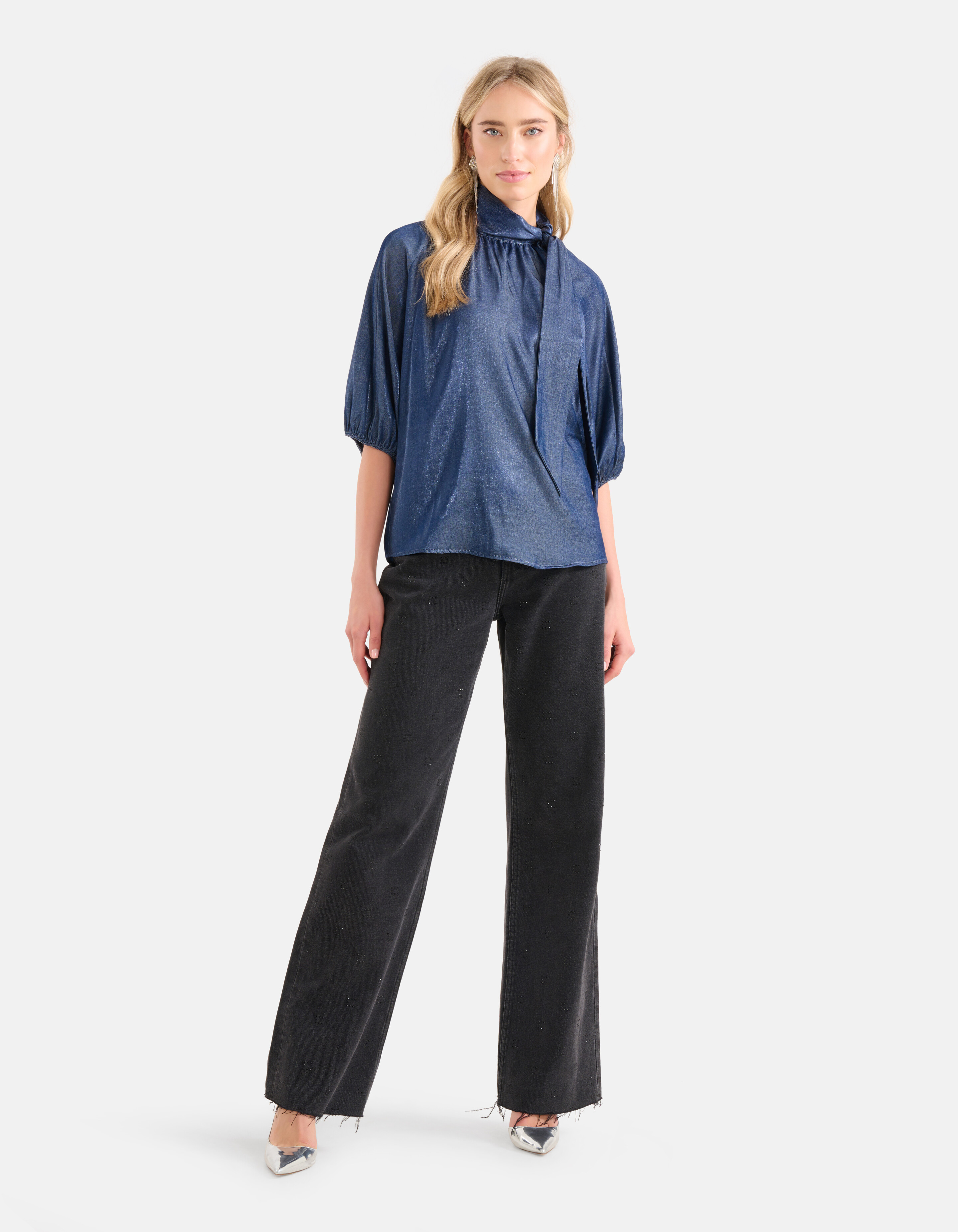 Metallic-Bluse Dunkelblau SHOEBY WOMEN