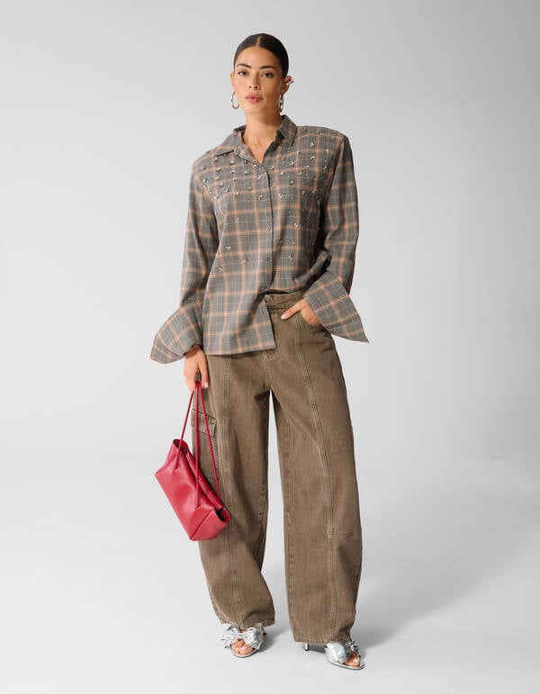 Cargo Barrel Fit Jeans Gr&uuml;n SHOEBY WOMEN