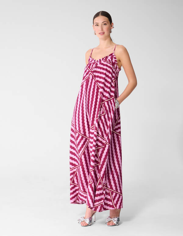 Maxikleid mit Wellenmuster in Rosa/Lila SHOEBY WOMEN