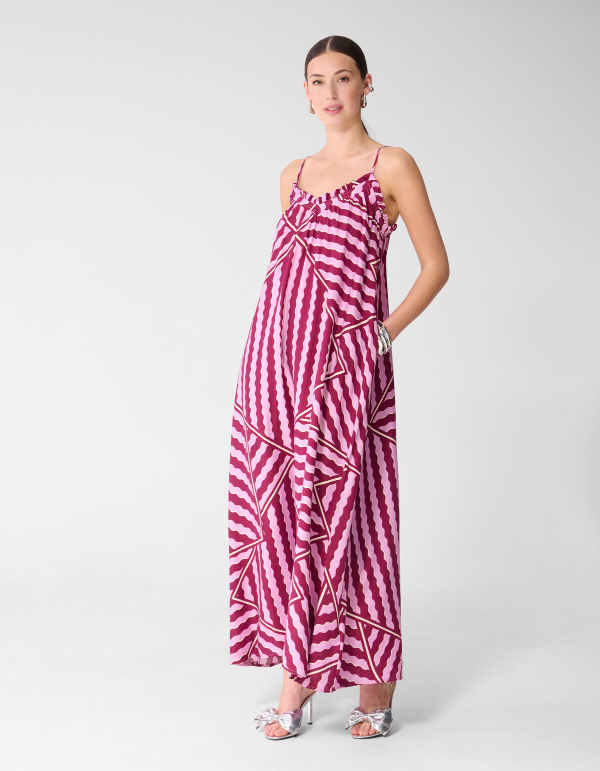 Maxikleid mit Wellenmuster in Rosa/Lila SHOEBY WOMEN