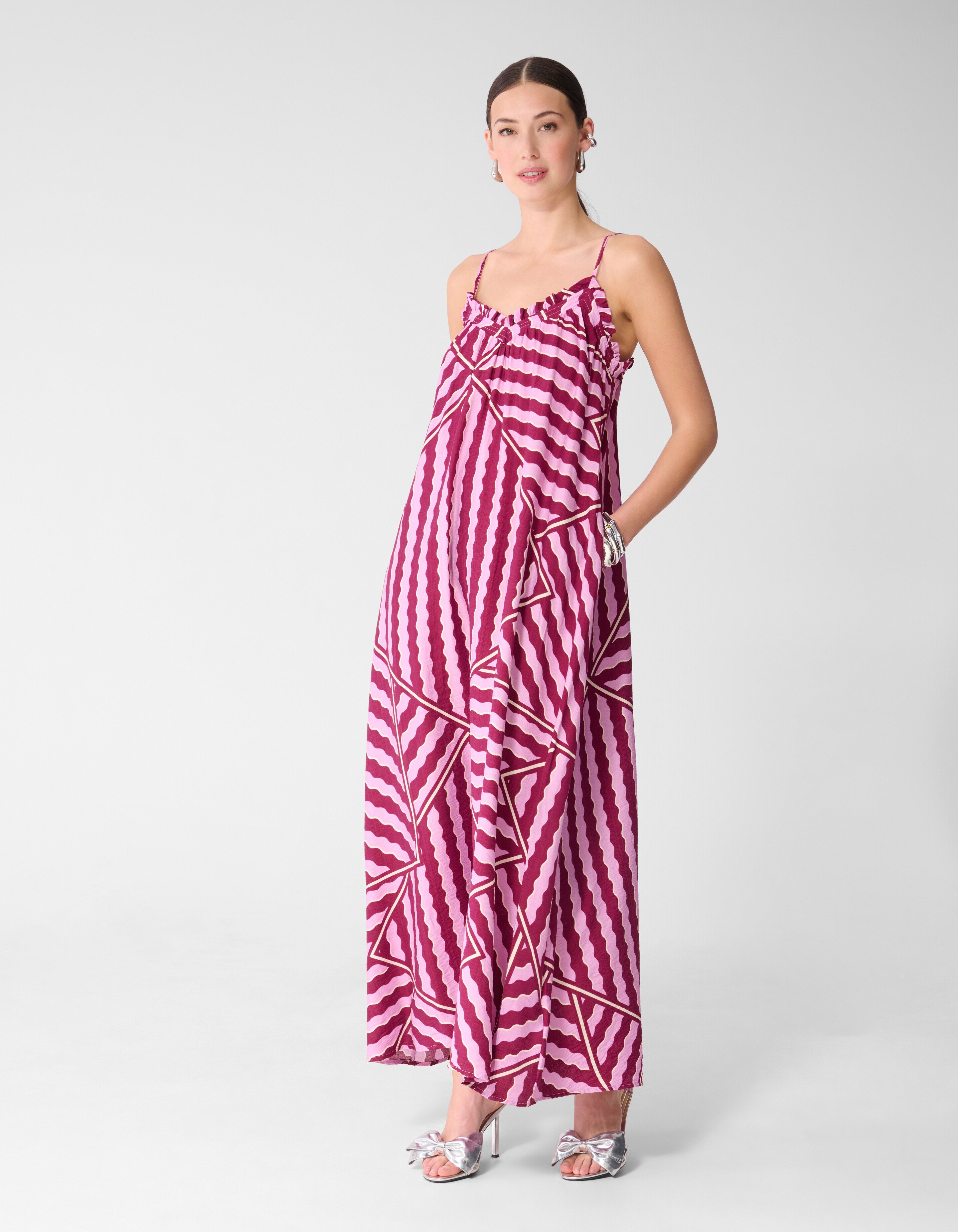 Maxikleid mit Wellenmuster in Rosa/Lila SHOEBY WOMEN