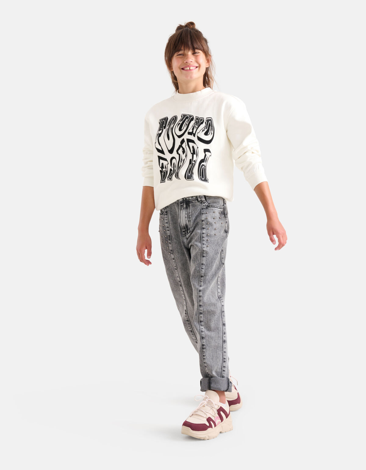Studs Straight Fit Jeans Dunkelgrau SHOEBY GIRLS