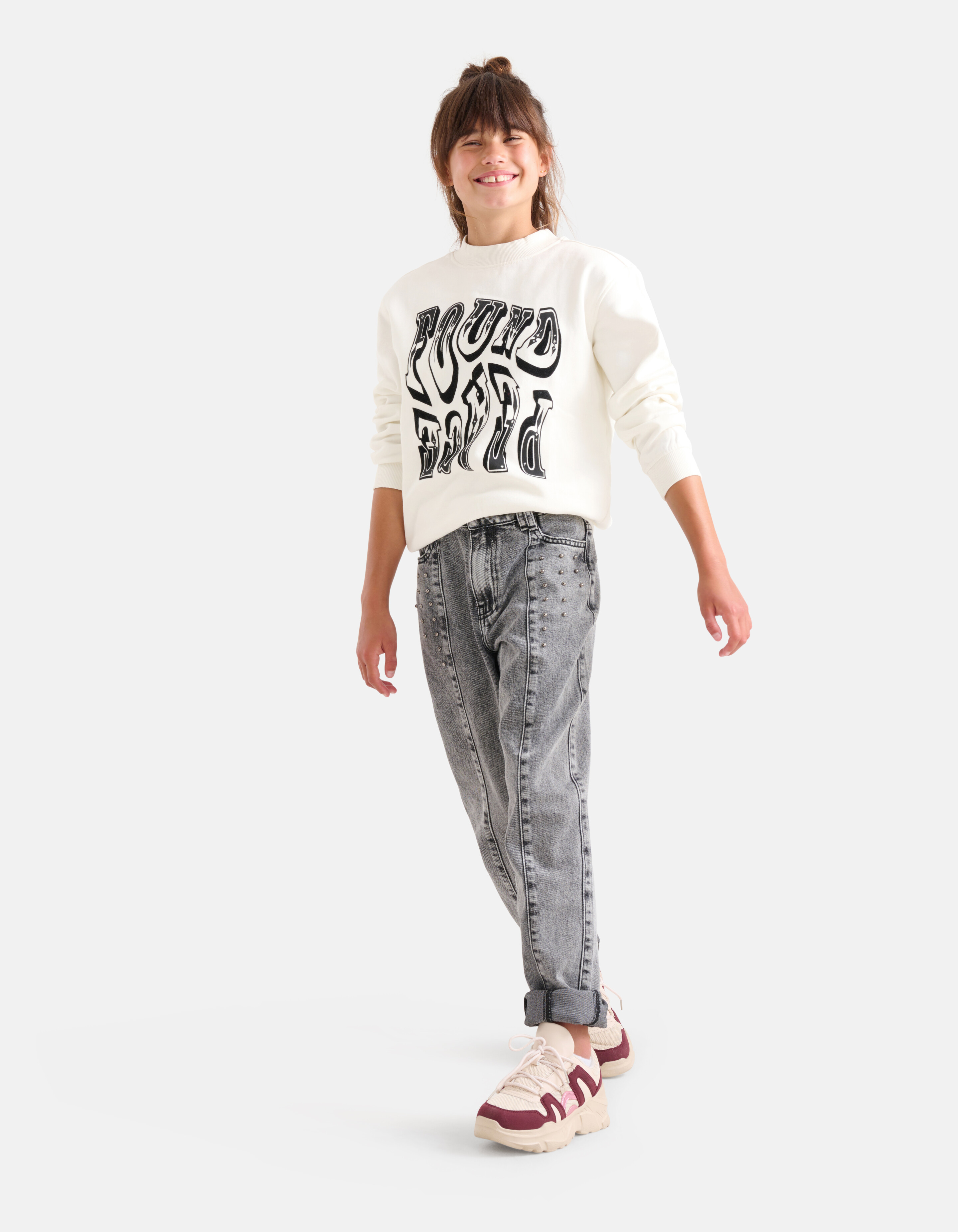 Studs Straight Fit Jeans Dunkelgrau SHOEBY GIRLS