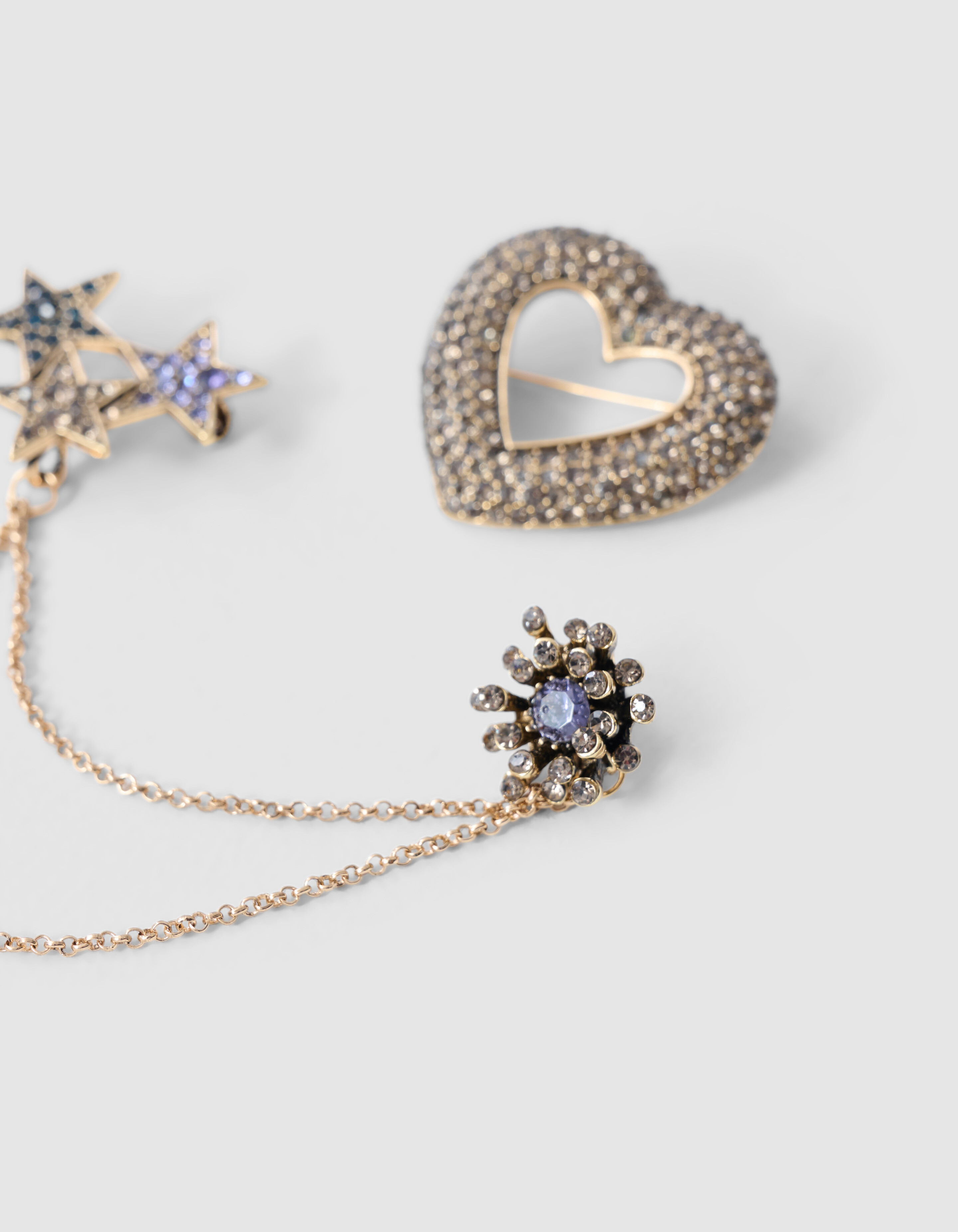 Herz Strass Brosche Set Gold SHOEBY ACCESSOIRES