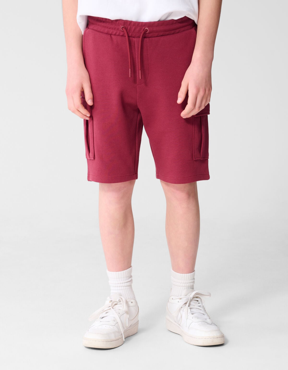Cargo-Piqu&eacute;-Shorts Dunkelrot SHOEBY BOYS