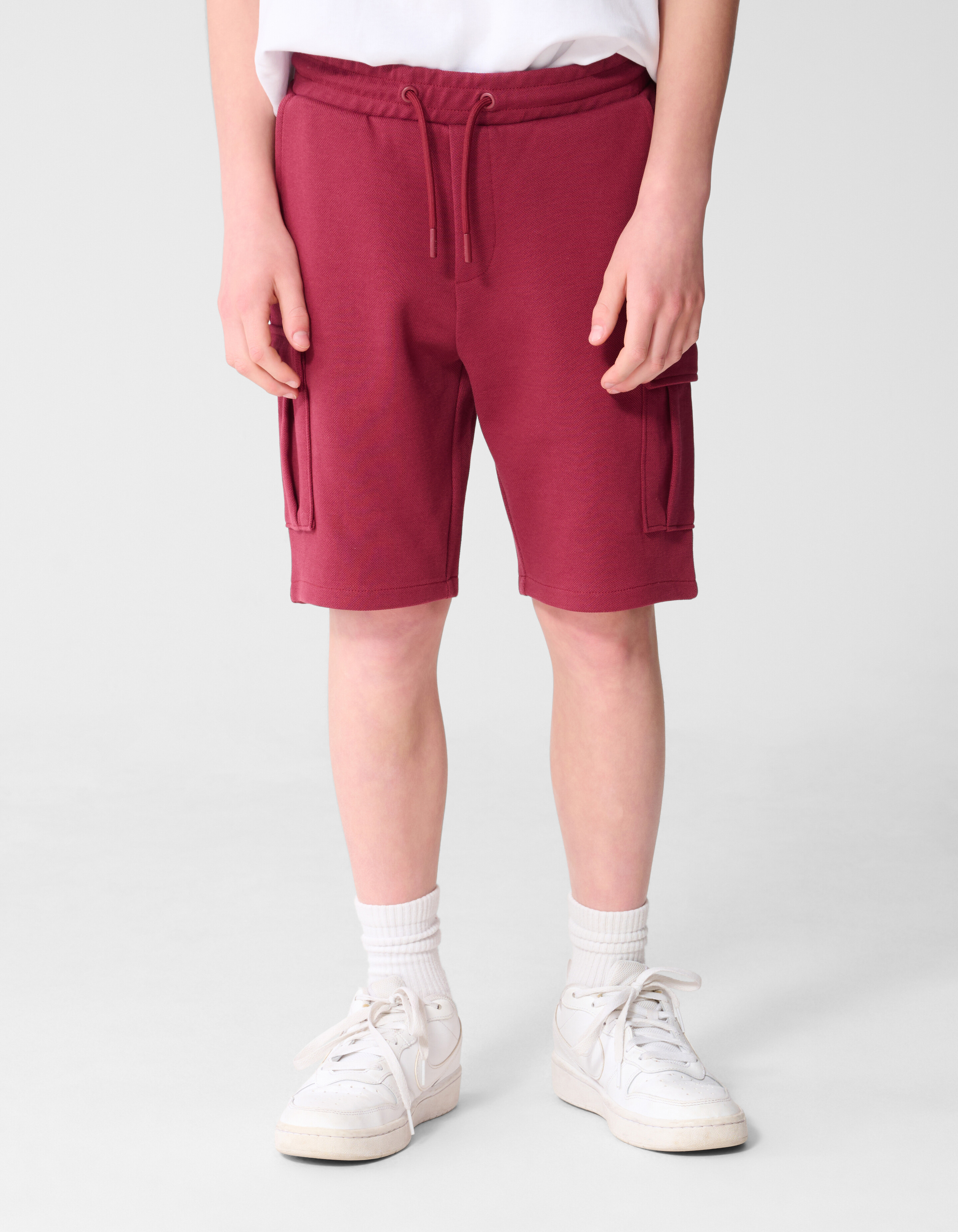 Cargo-Piqu&eacute;-Shorts Dunkelrot SHOEBY BOYS