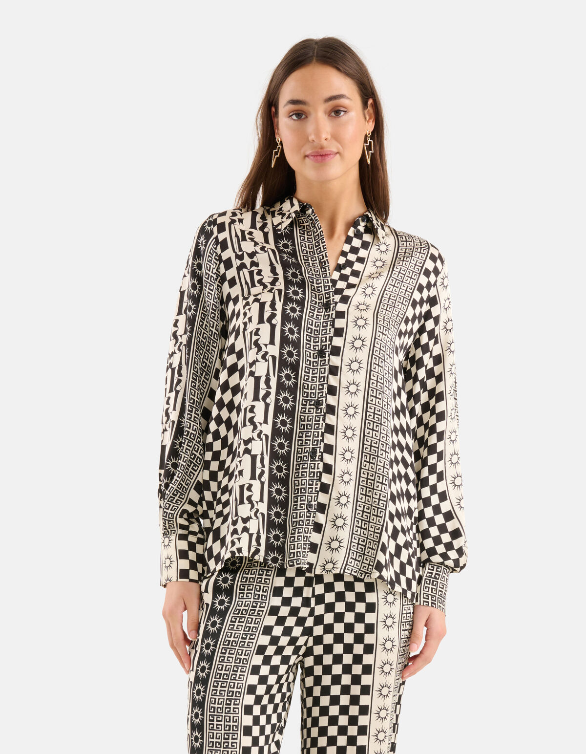 Bedruckte Bluse Schwarz/ Off-white SHOEBY WOMEN