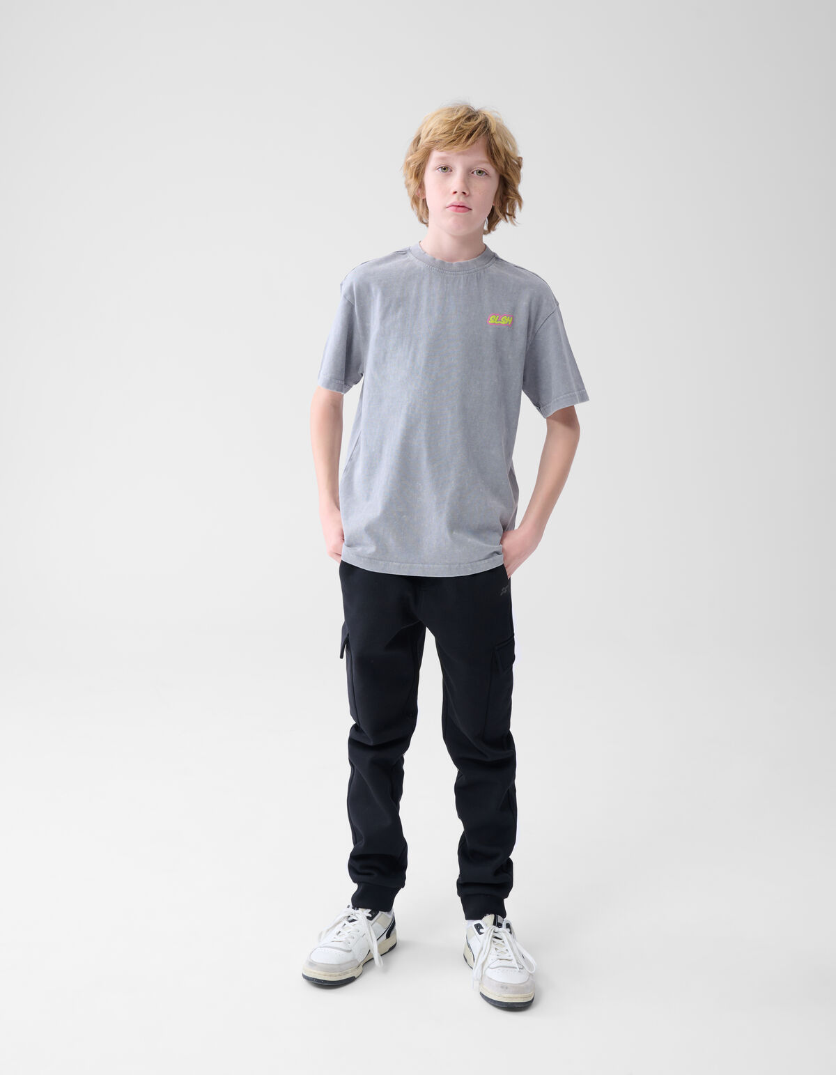 Text-T-Shirt Gewaschenes Hellgrau SHOEBY BOYS