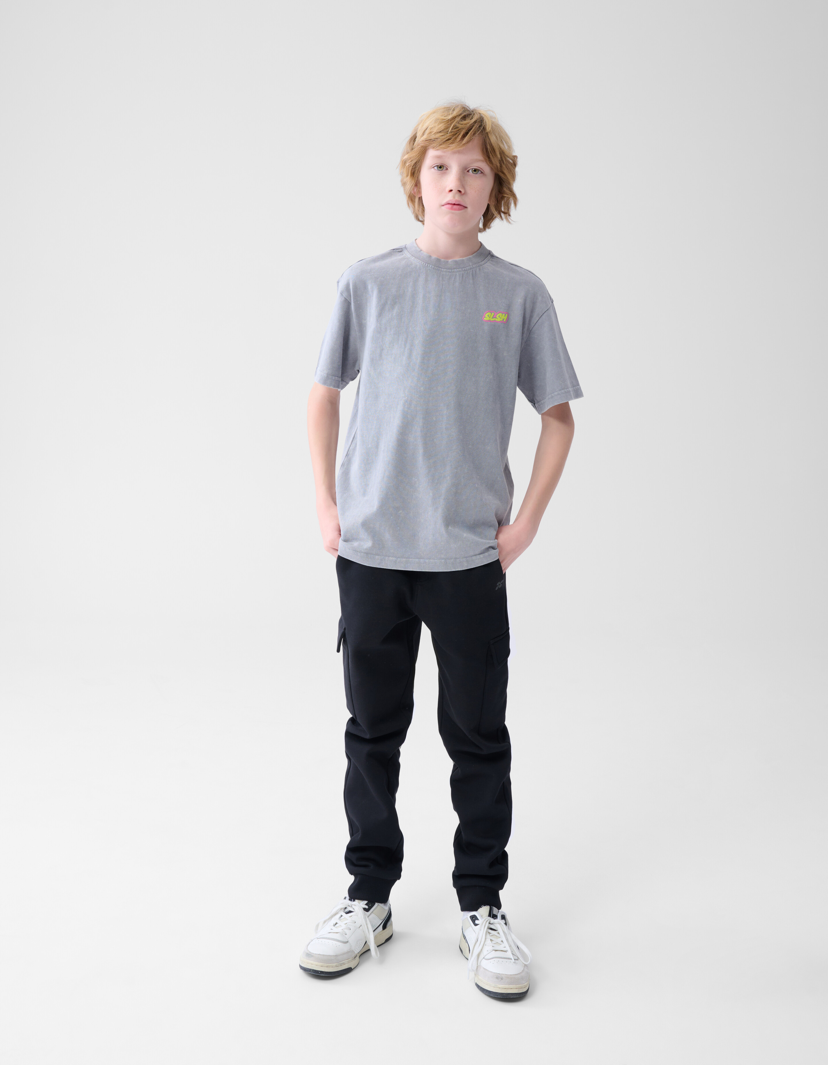 Text-T-Shirt Gewaschenes Hellgrau SHOEBY BOYS