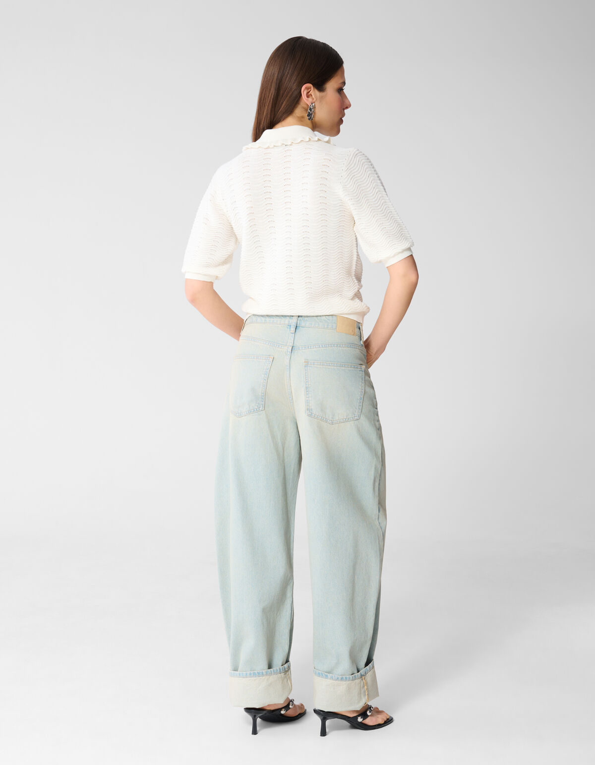 Gestricktes R&uuml;schenshirt Polo Gebrochen Wei&szlig; SHOEBY WOMEN