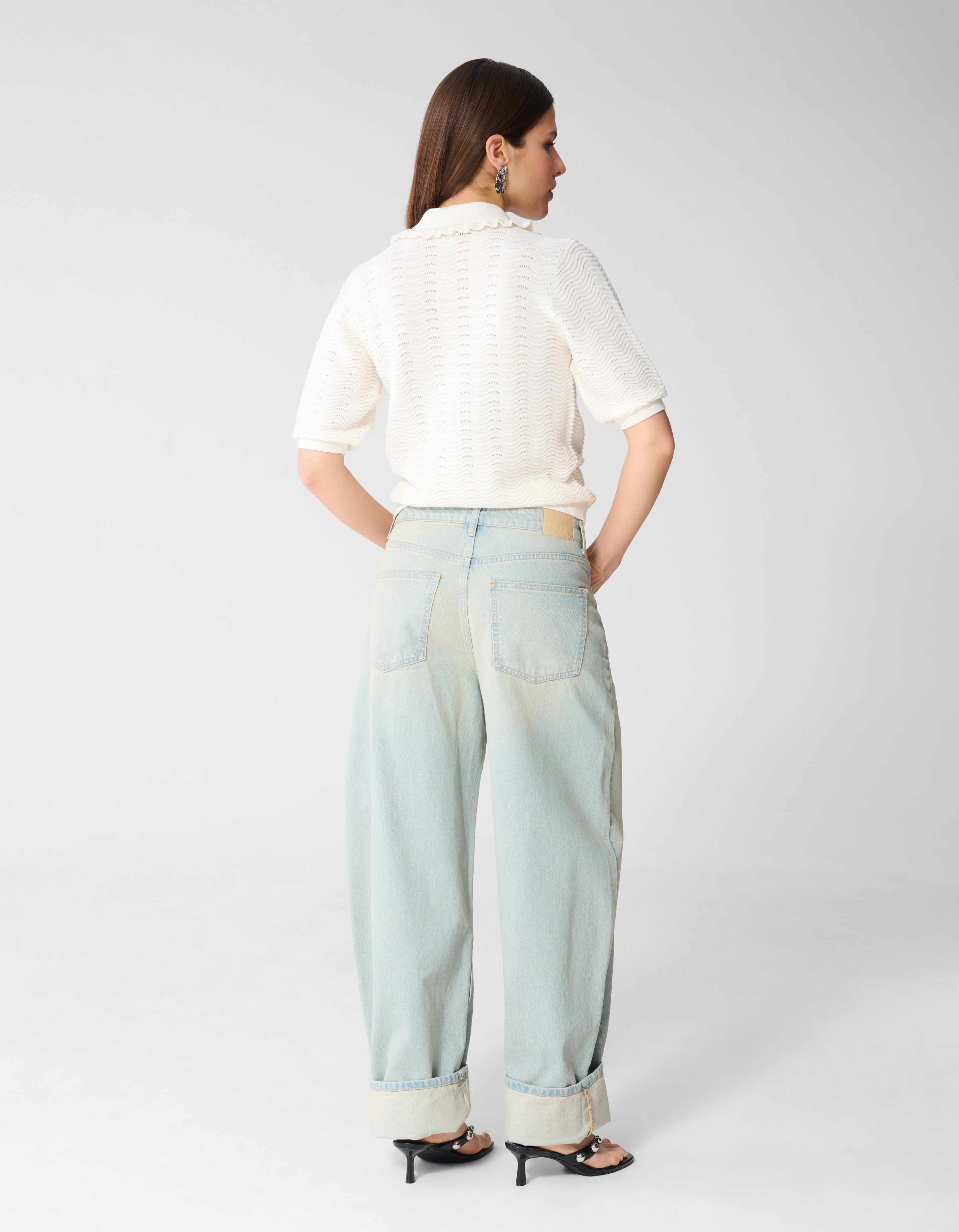 Gestricktes R&uuml;schenshirt Polo Gebrochen Wei&szlig; SHOEBY WOMEN