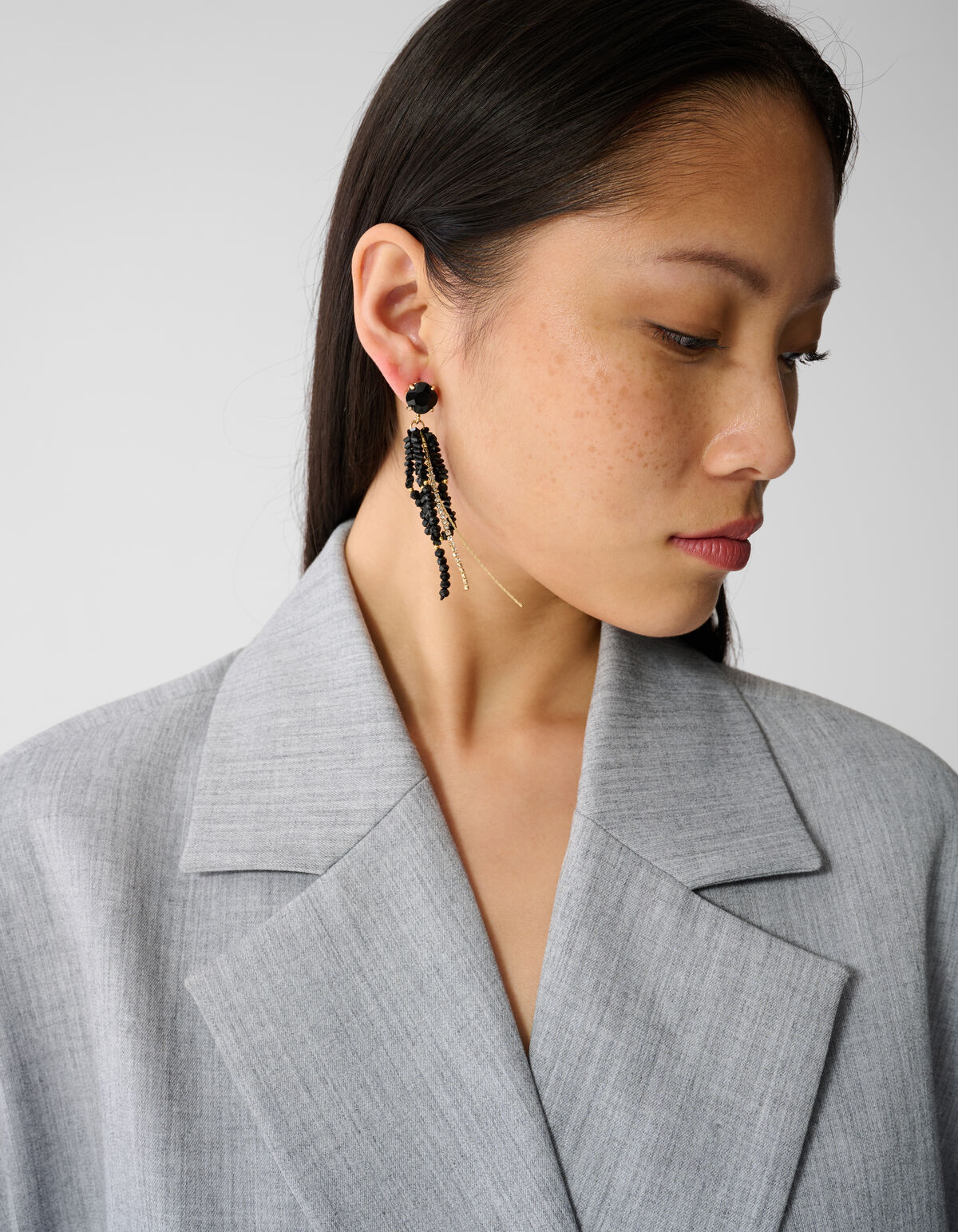 Schwarze Ohrringe mit Strassperlen SHOEBY ACCESSOIRES