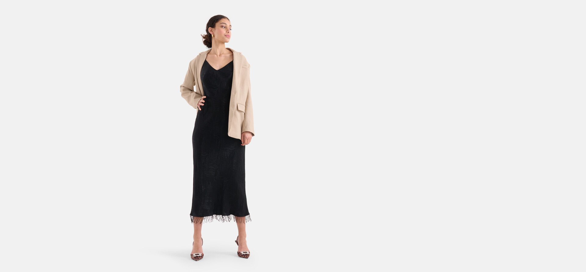 Kleid mit Fransen Schwarz SHOEBY WOMEN