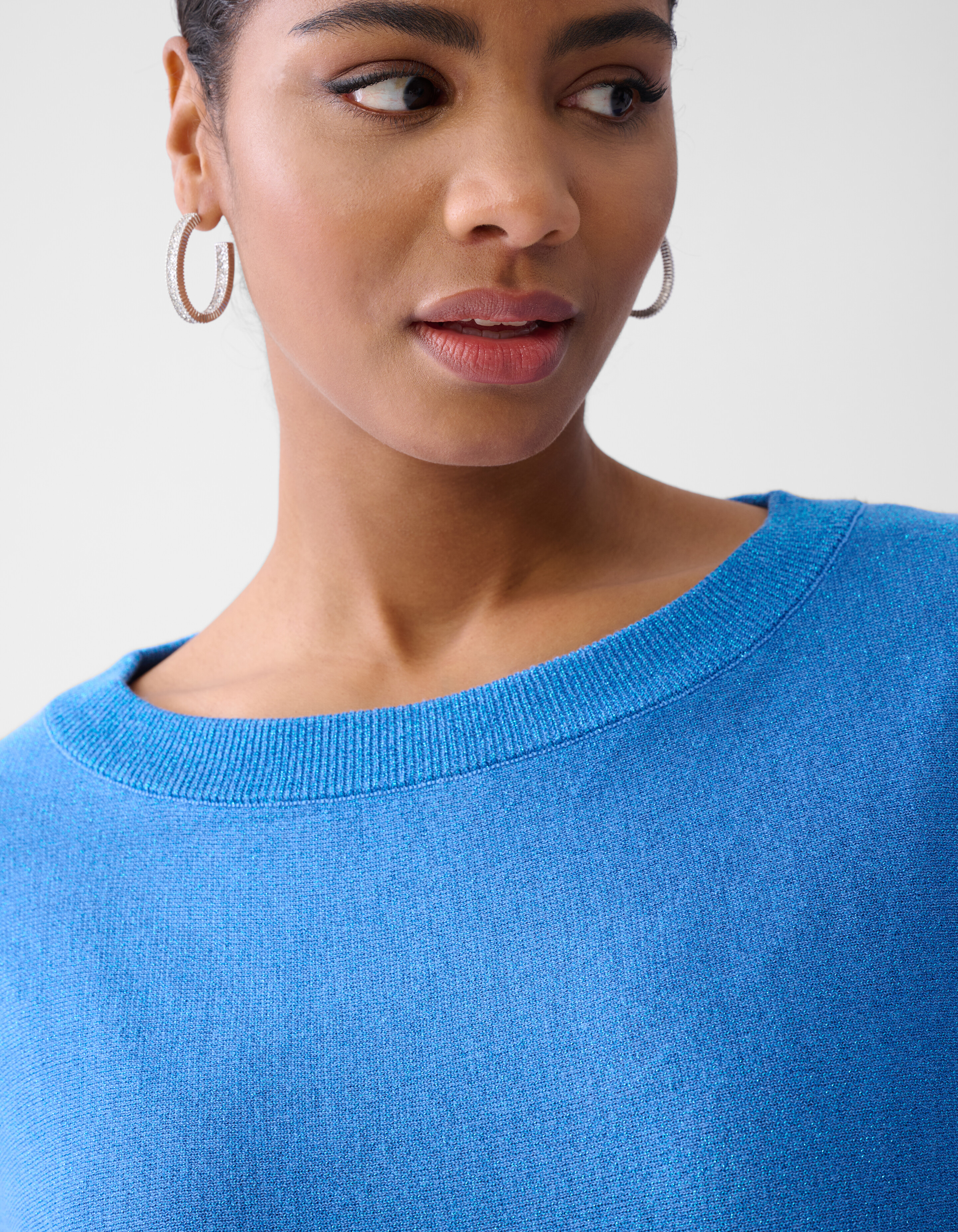Glitzer Fledermausärmel Pullover Blau SHOEBY WOMEN