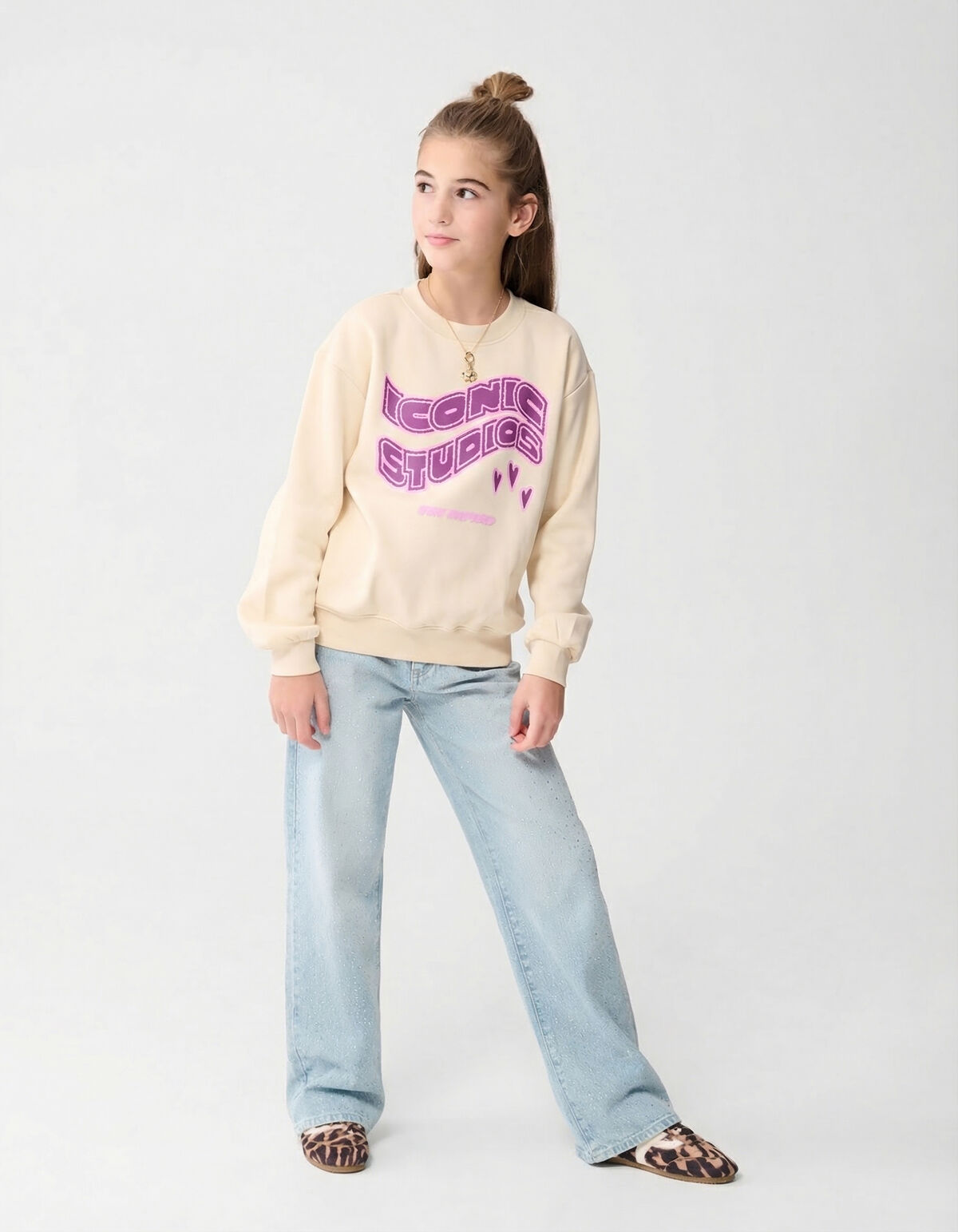 Strass Wide Leg Fit Jeans Bleached SHOEBY GIRLS