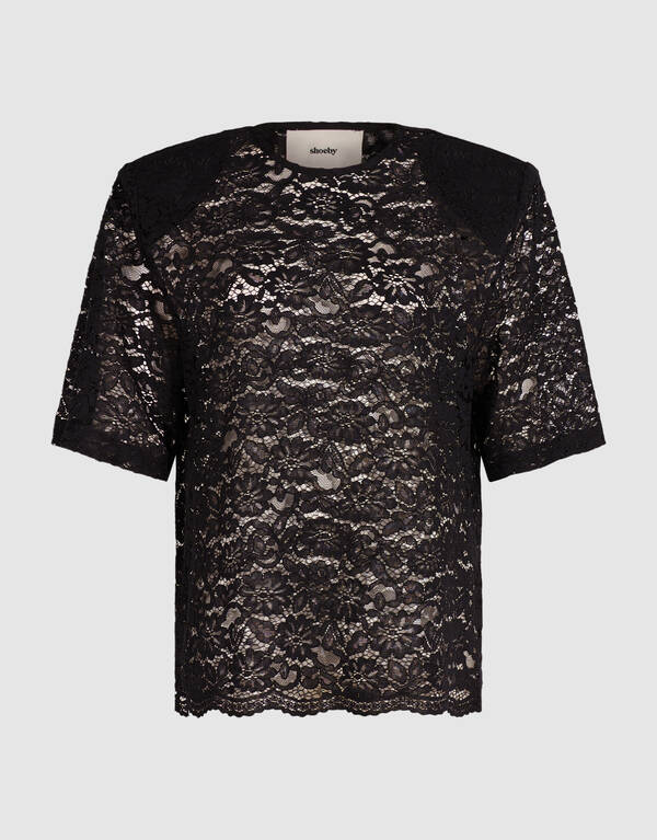 Lace Shoulder Top Schwarz SHOEBY WOMEN