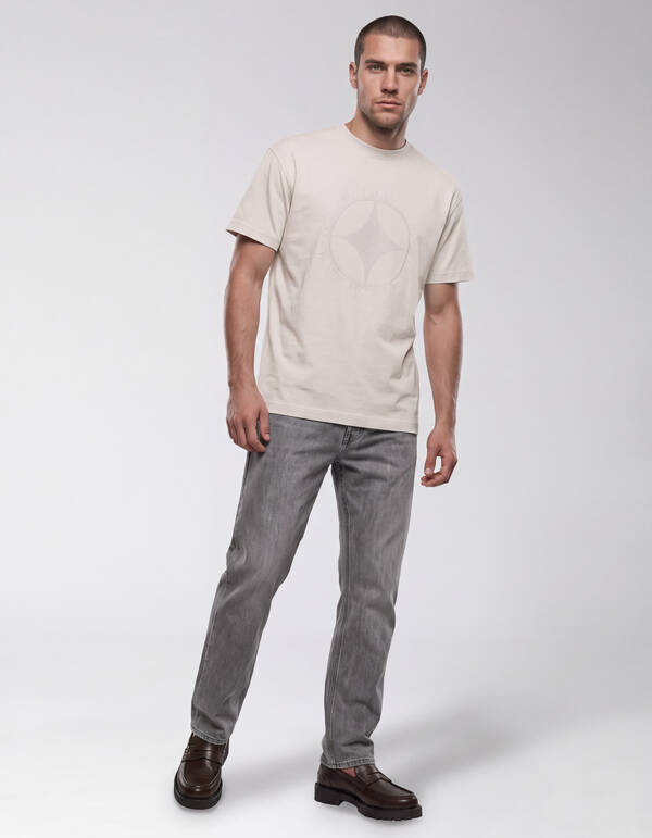 T-Shirt mit Kreuzstich-Motiv Sand SHOEBY MEN
