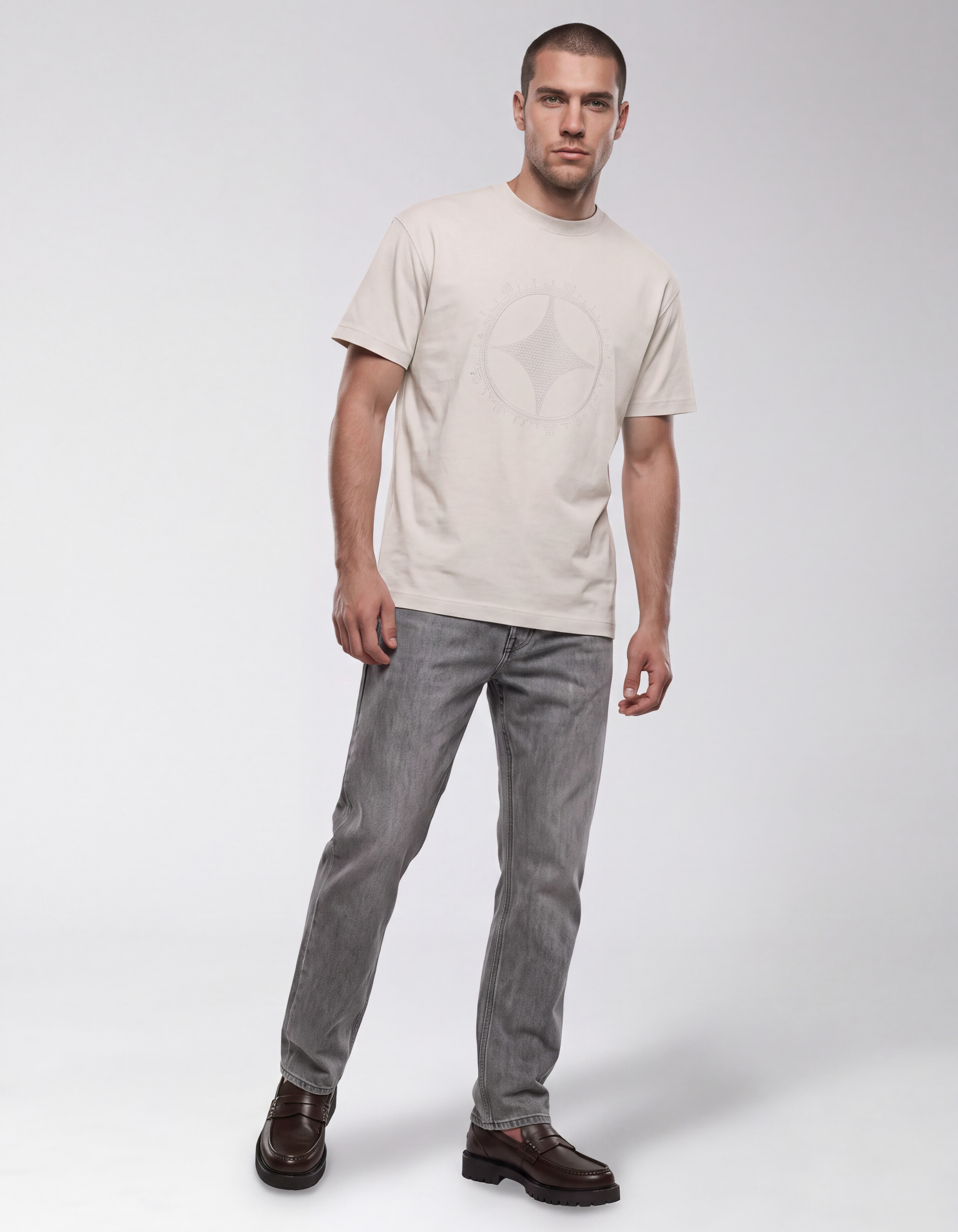 T-Shirt mit Kreuzstich-Motiv Sand SHOEBY MEN