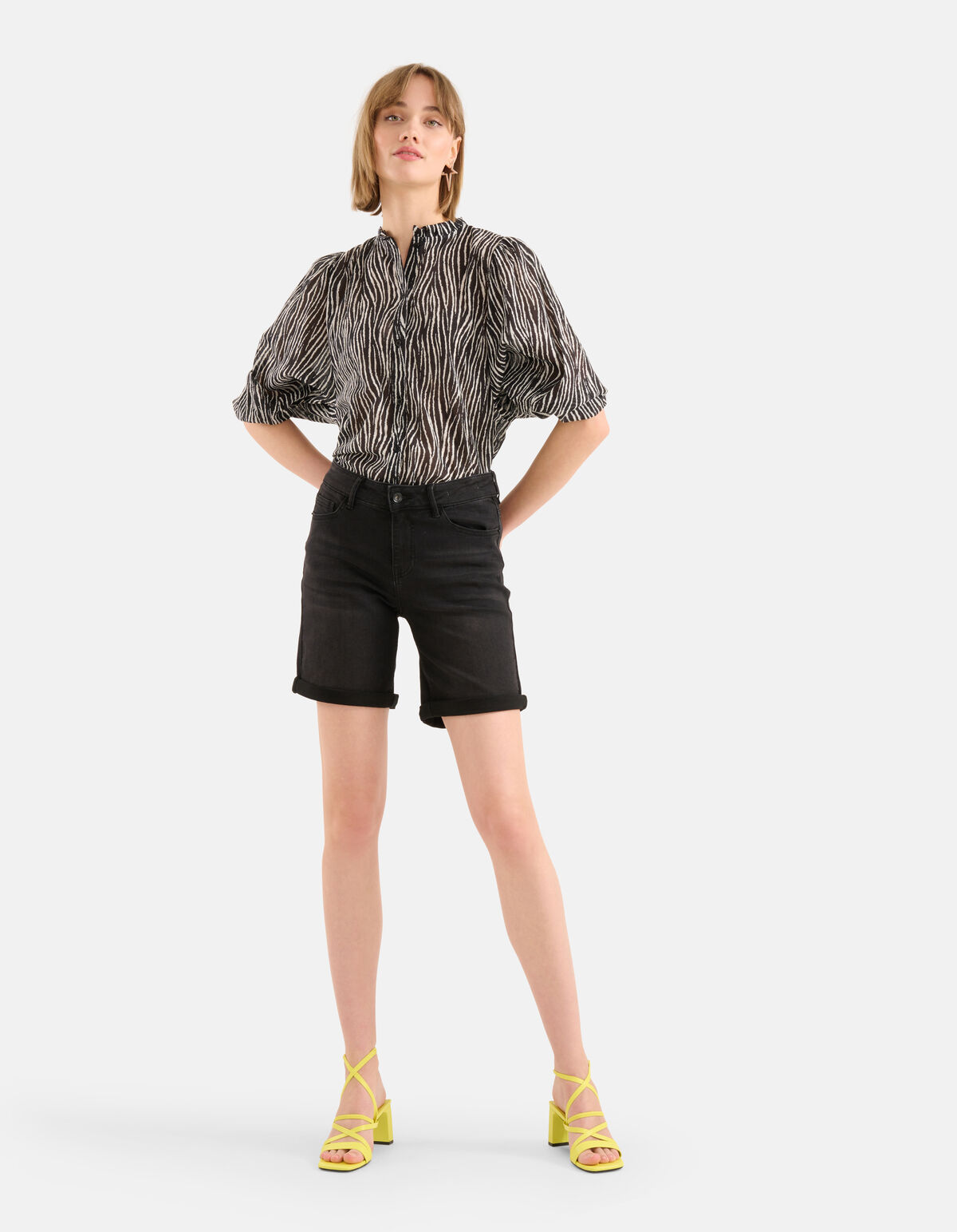 Zebra-Voile-Bluse Schwarz SHOEBY WOMEN