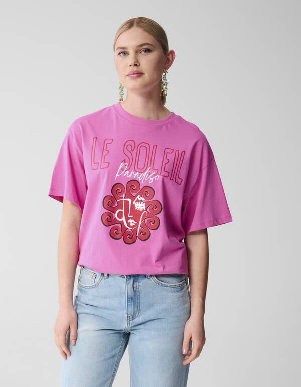 Le Soleil Kunstwerk T-shirt Rosa SHOEBY WOMEN
