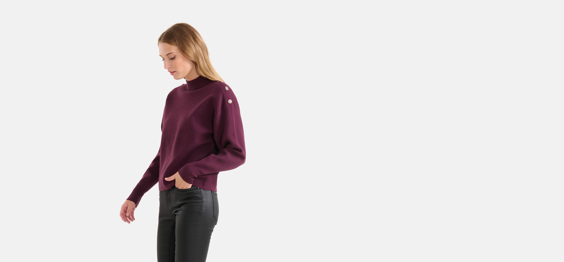Strickpullover mit Knöpfen Dunkelrot SHOEBY WOMEN