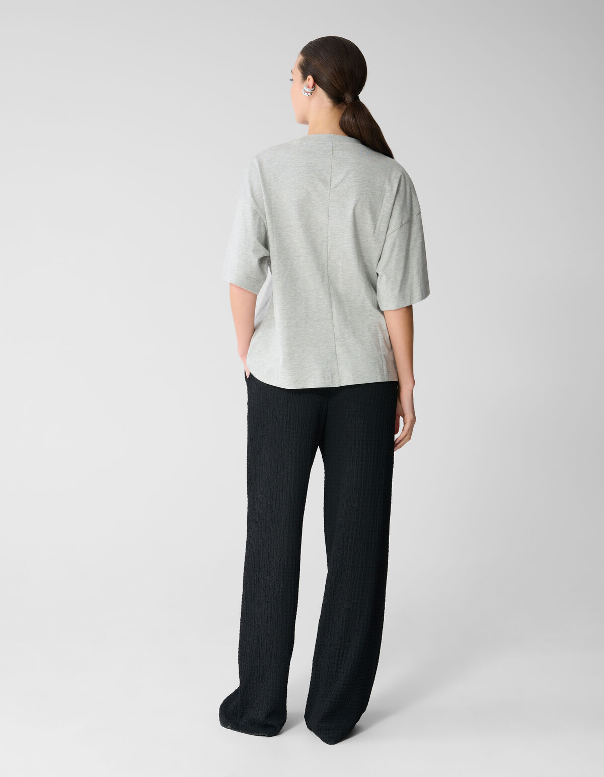 Crinkle-Hose mit weitem Bein, schwarz SHOEBY WOMEN