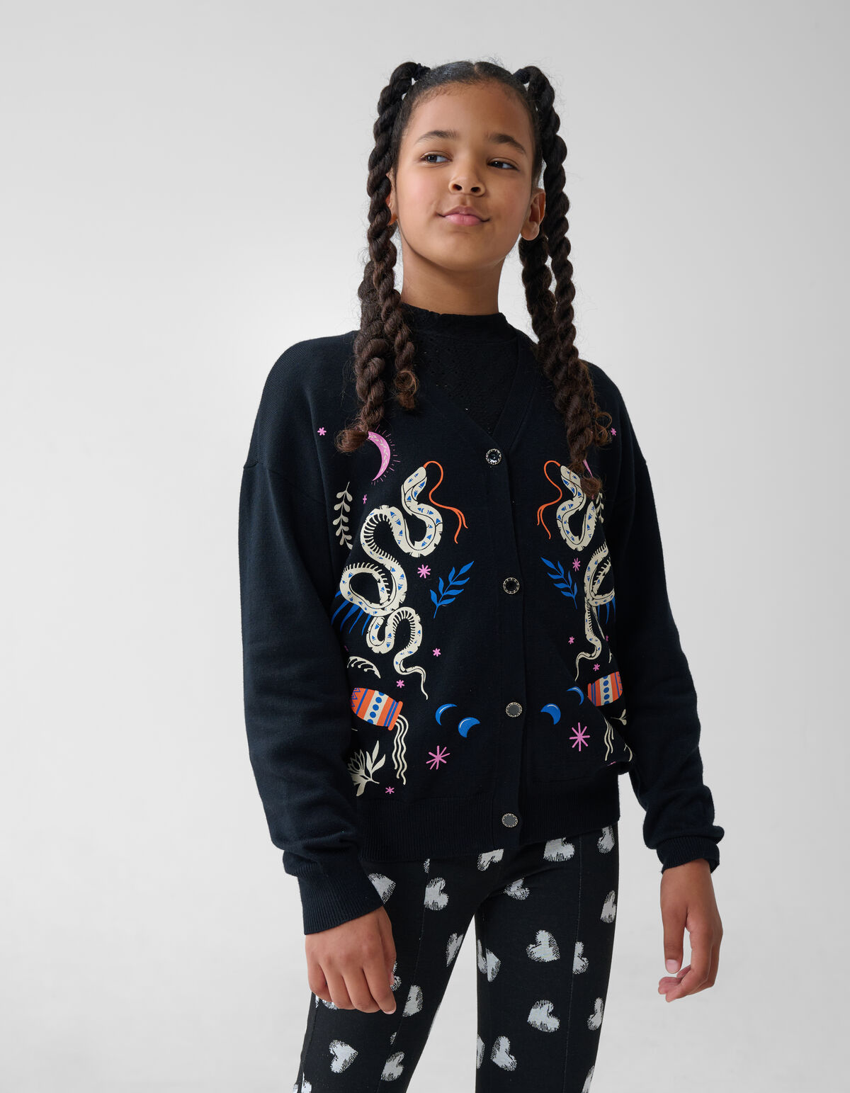 Bedruckter Cardigan Schwarz SHOEBY GIRLS