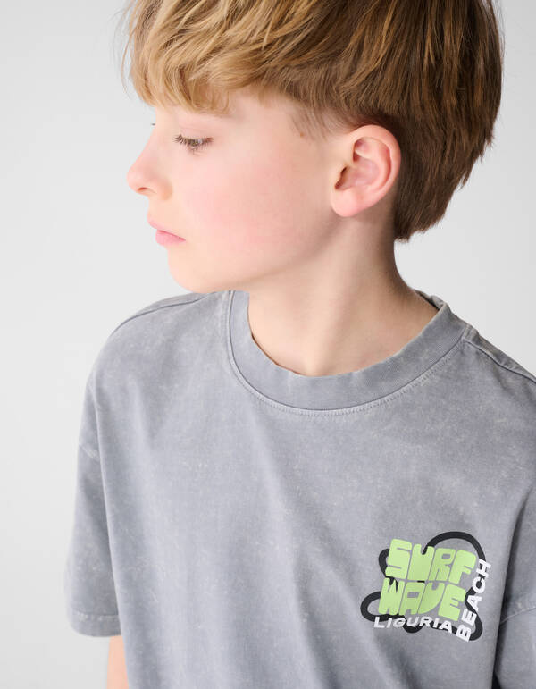 Surf Wave Artwork T-Shirt Grau SHOEBY BOYS