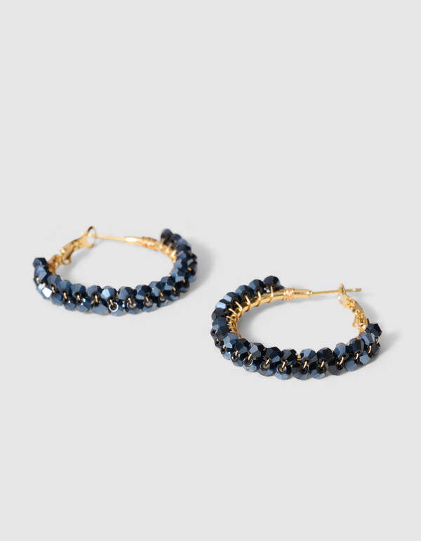 Beaded Hoop Ohrringe Blau/Gold SHOEBY ACCESSOIRES