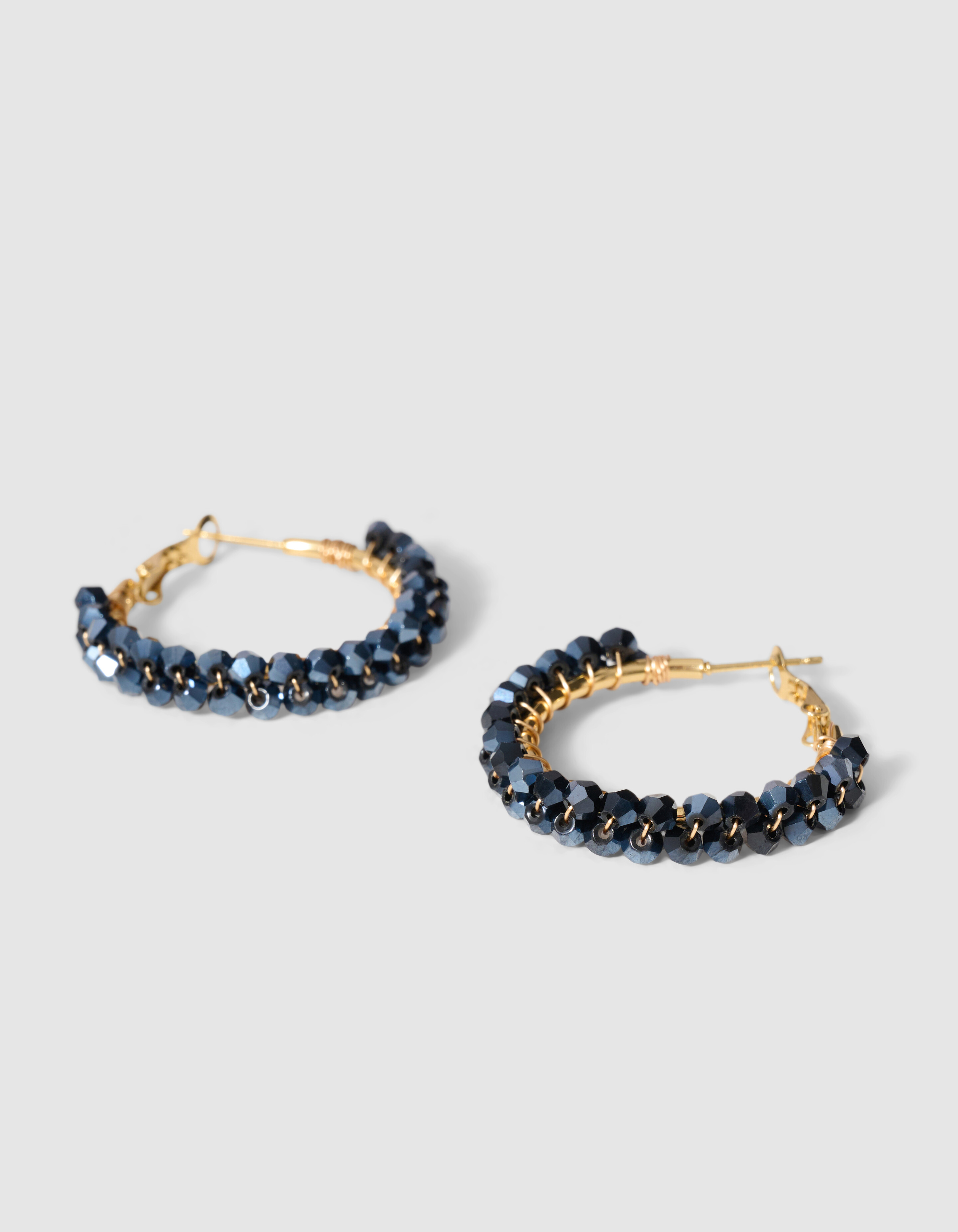Beaded Hoop Ohrringe Blau/Gold SHOEBY ACCESSOIRES