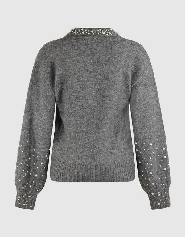 Perlenstrickpullover Grau SHOEBY WOMEN