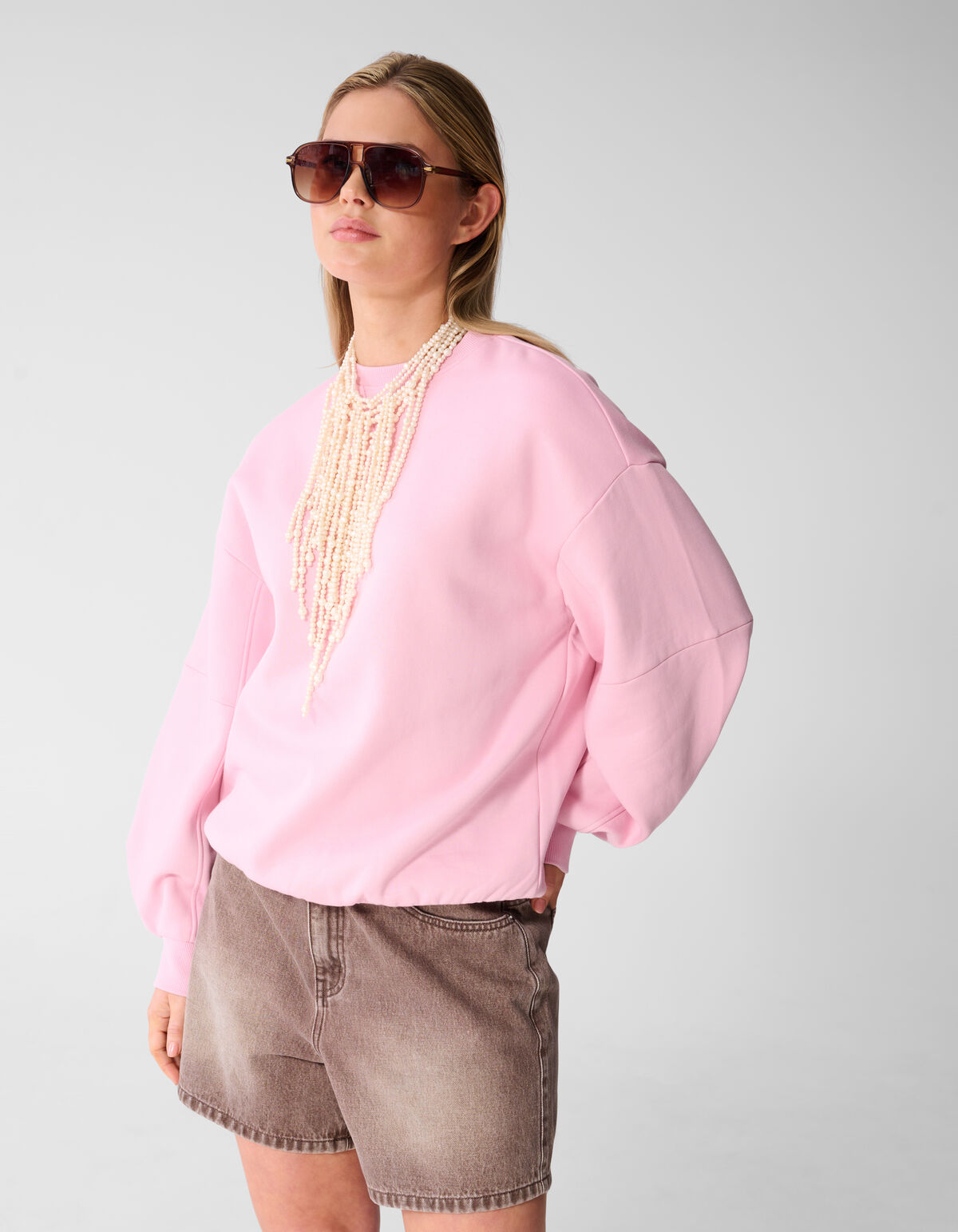 &Uuml;bergro&szlig;er Pullover mit gro&szlig;en &Auml;rmeln, Hellrosa SHOEBY WOMEN