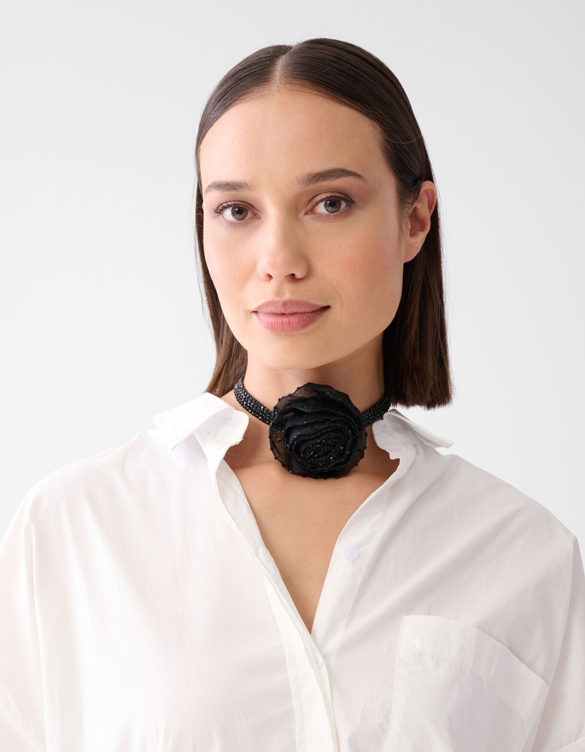 Strass-Blumen-Kropfband Schwarz ACCESSOIRES SHOEBY