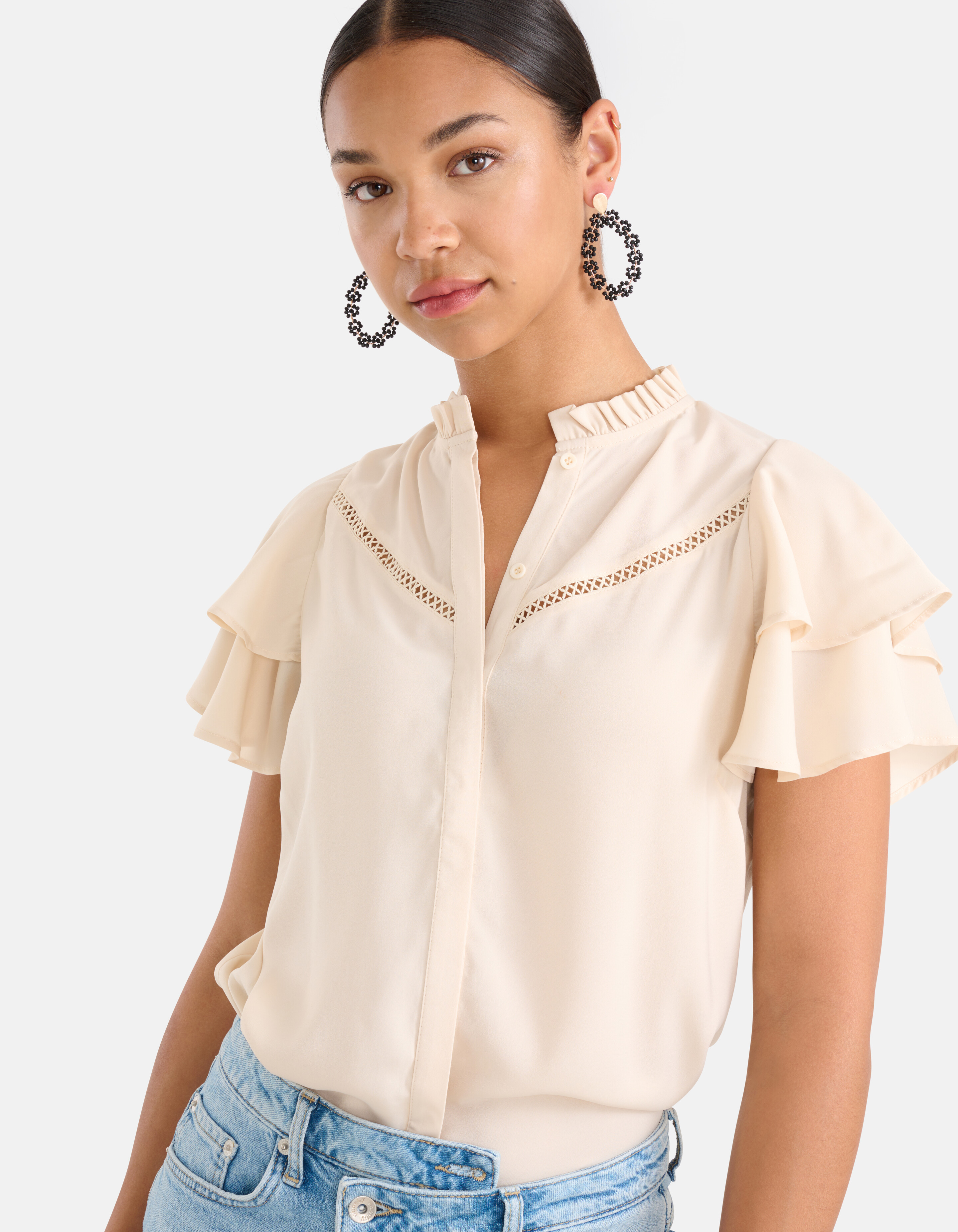 Tape Detail Top Off White SHOEBY WOMEN