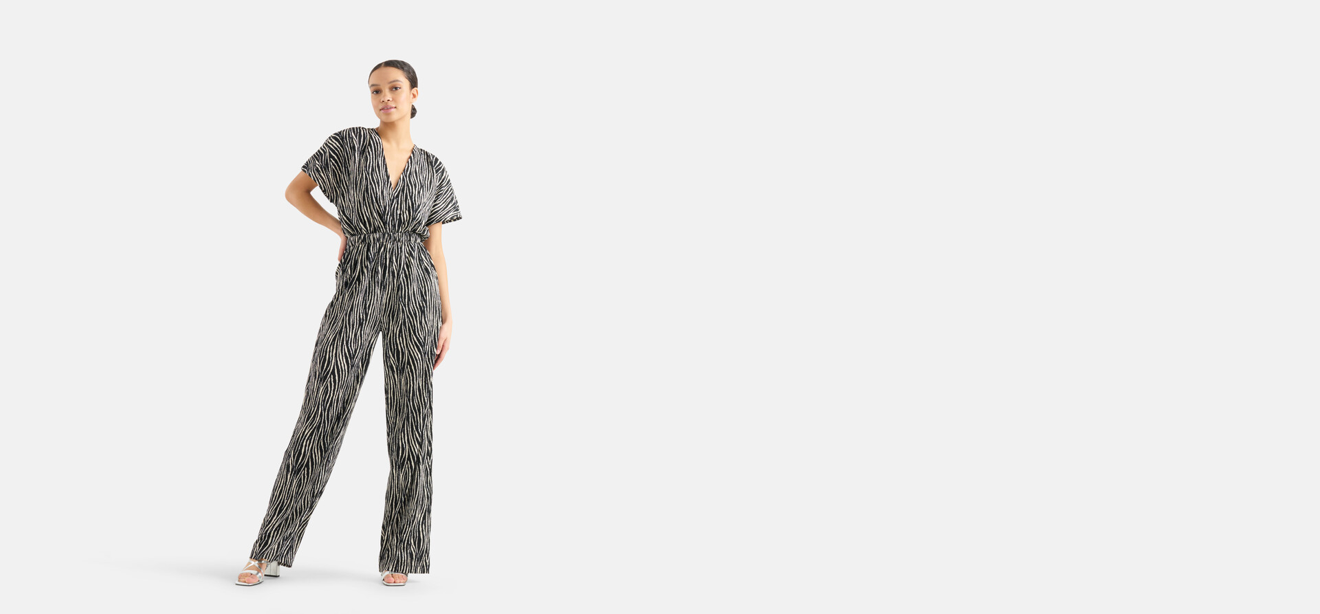 Crinkle Jumpsuit Schwarz/Weiß SHOEBY WOMEN