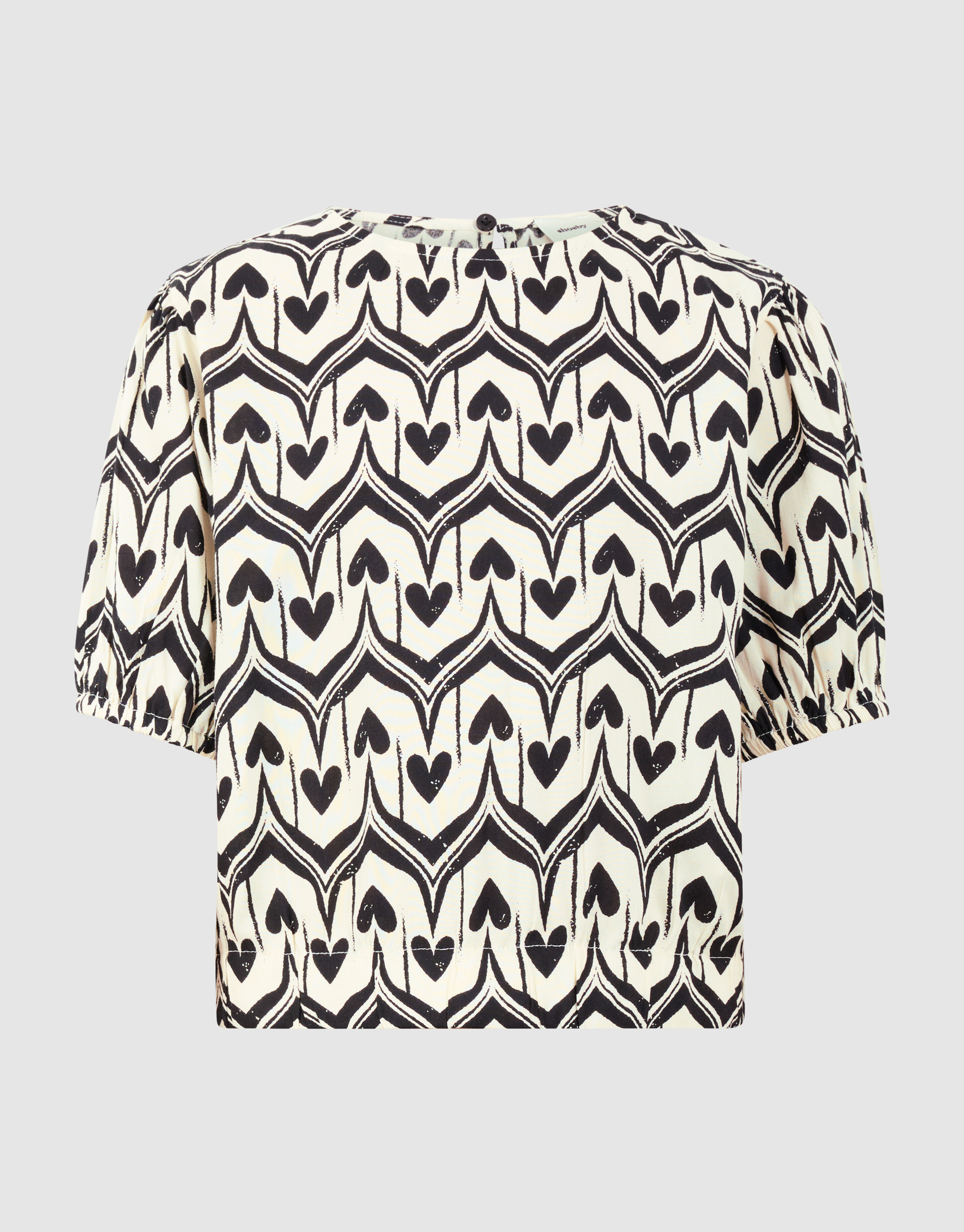 Heart Print Top Gebrochen Wei&szlig;/Schwarz SHOEBY GIRLS