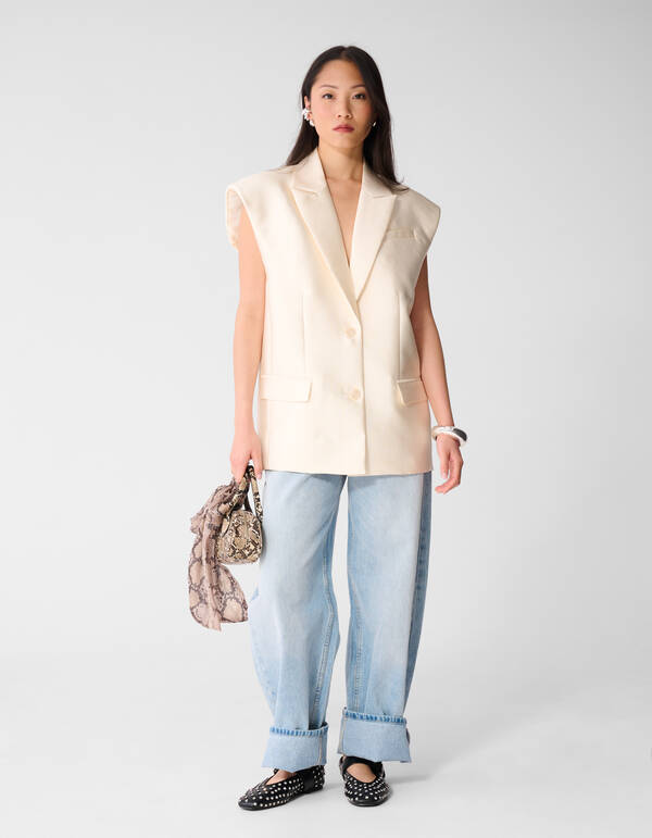 Oversized-Blazer ohne &Auml;rmel, gebrochenes Wei&szlig; SHOEBY WOMEN