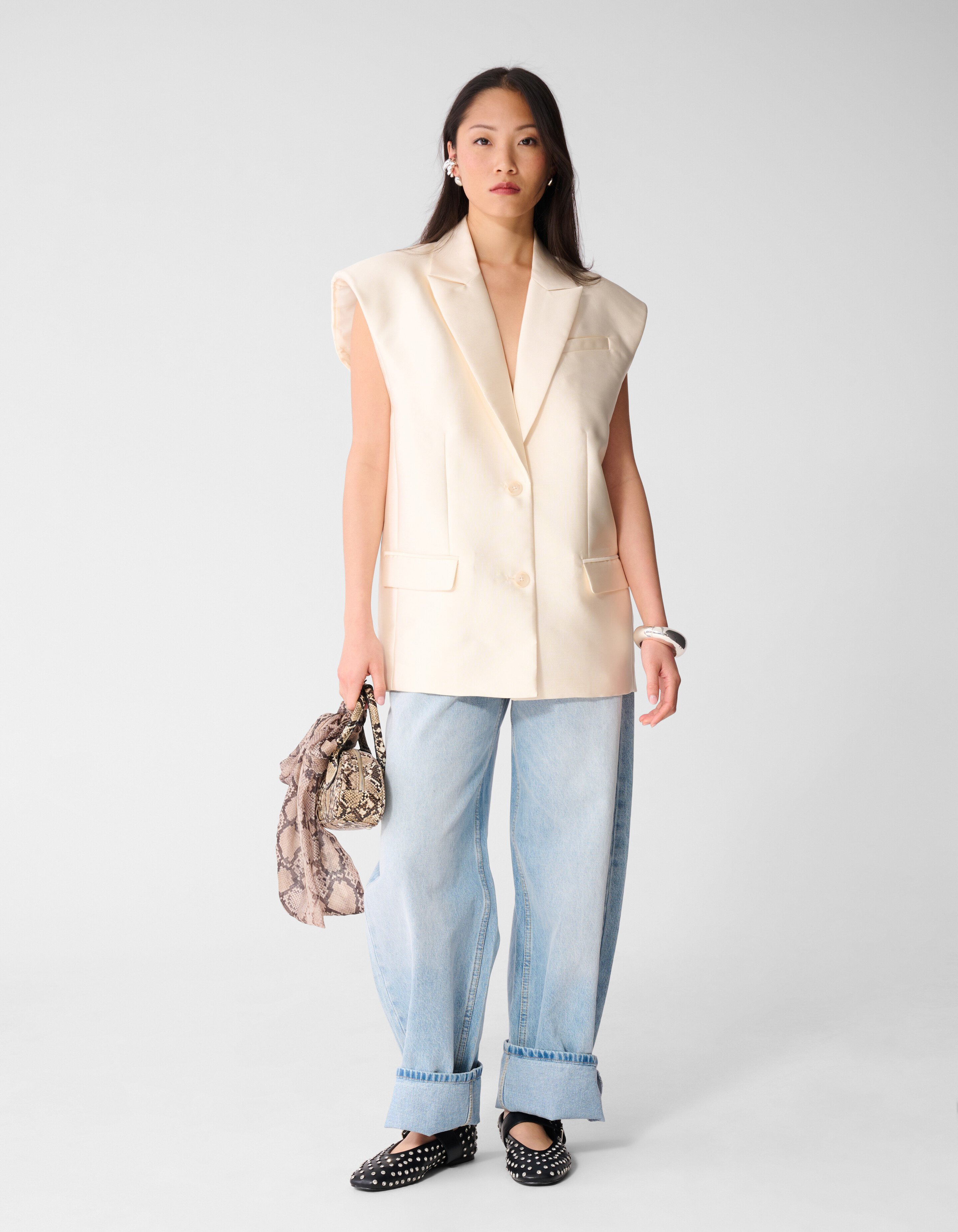 Oversized-Blazer ohne &Auml;rmel, gebrochenes Wei&szlig; SHOEBY WOMEN