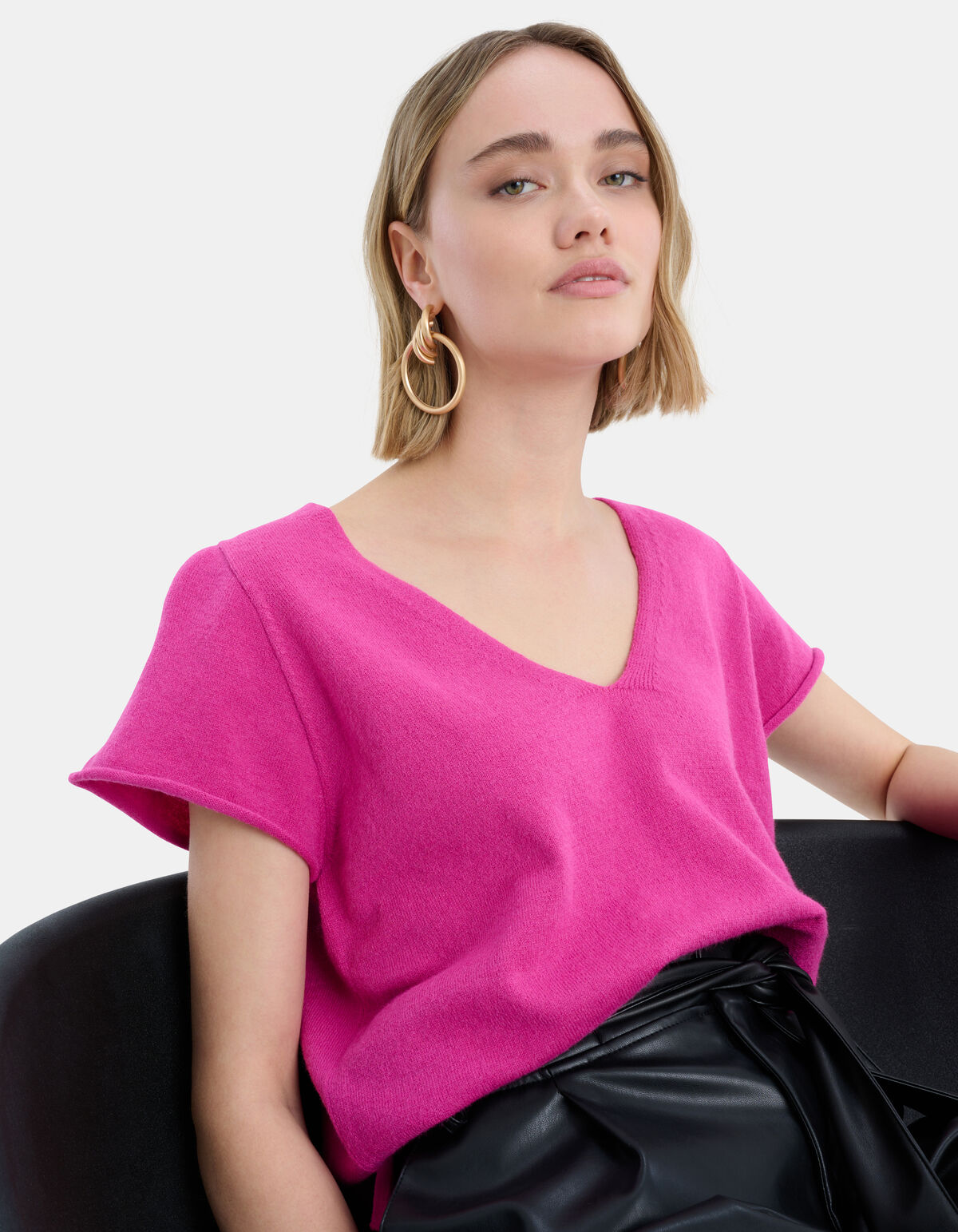 Stricktop mit V-Ausschnitt Rosa EKSEPT