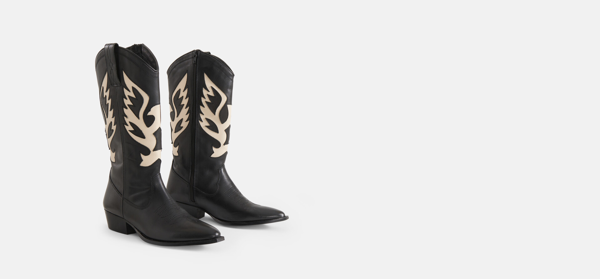 Leder Cowboystiefel Schwarz/Weiß SHOEBY SHOES