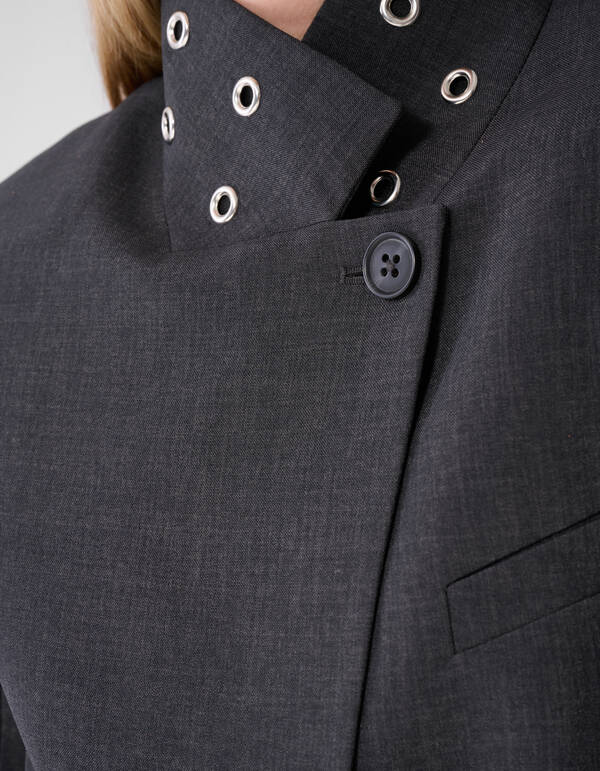 Cropped Eyelet Blazer Dunkelgrau SHOEBY WOMEN