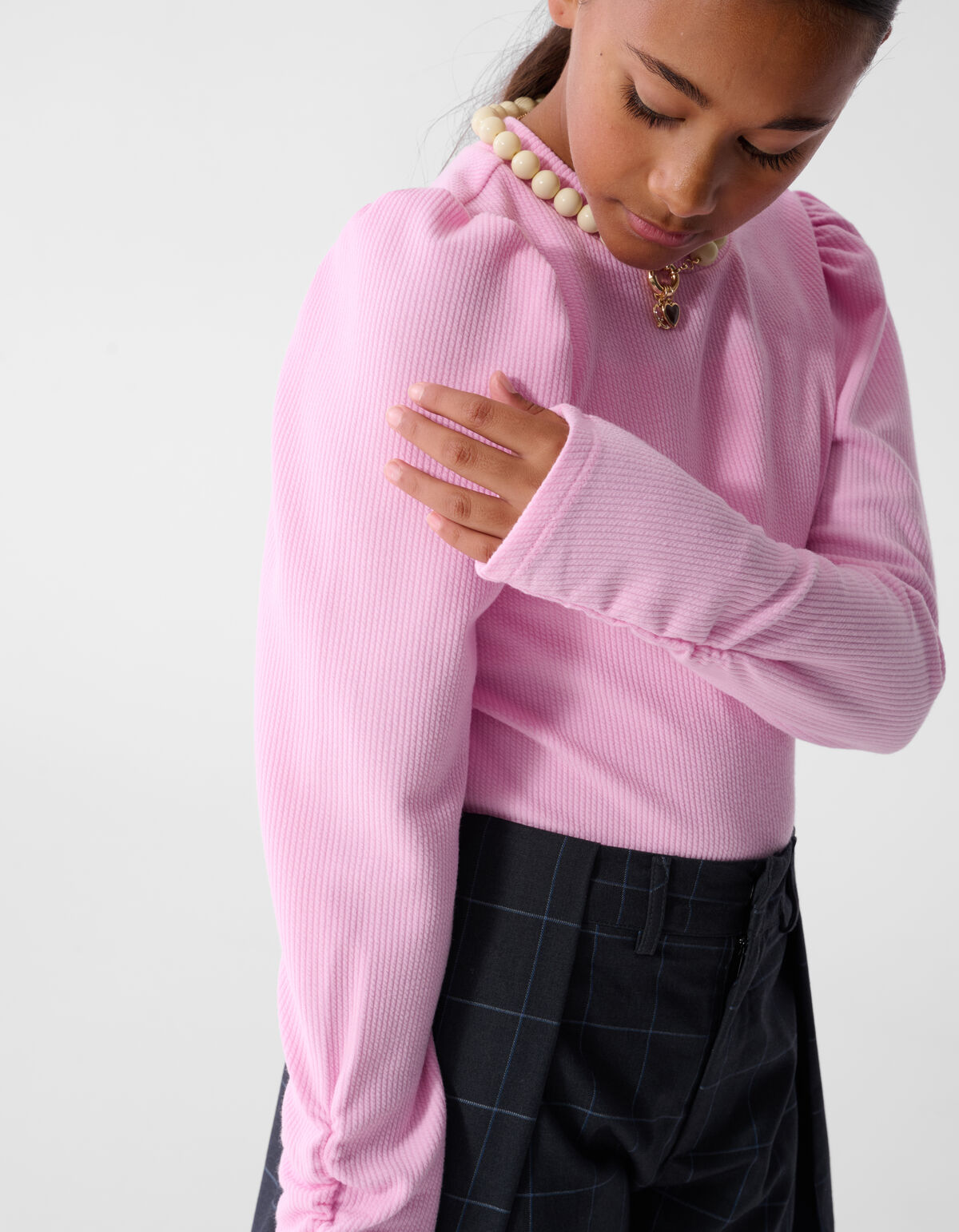 Zachte Pofmouwen Longsleeve Top Roze SHOEBY GIRLS