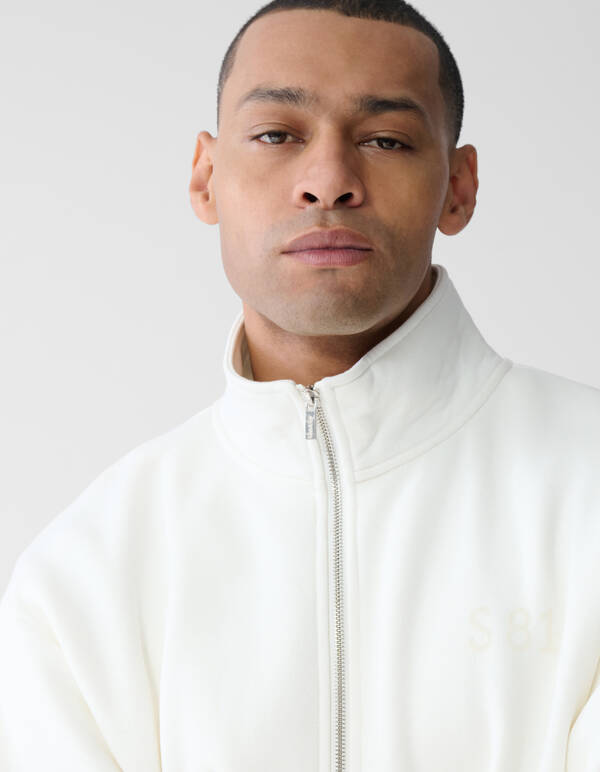 Pullover mit halbem Reißverschluss in Off White SHOEBY MEN