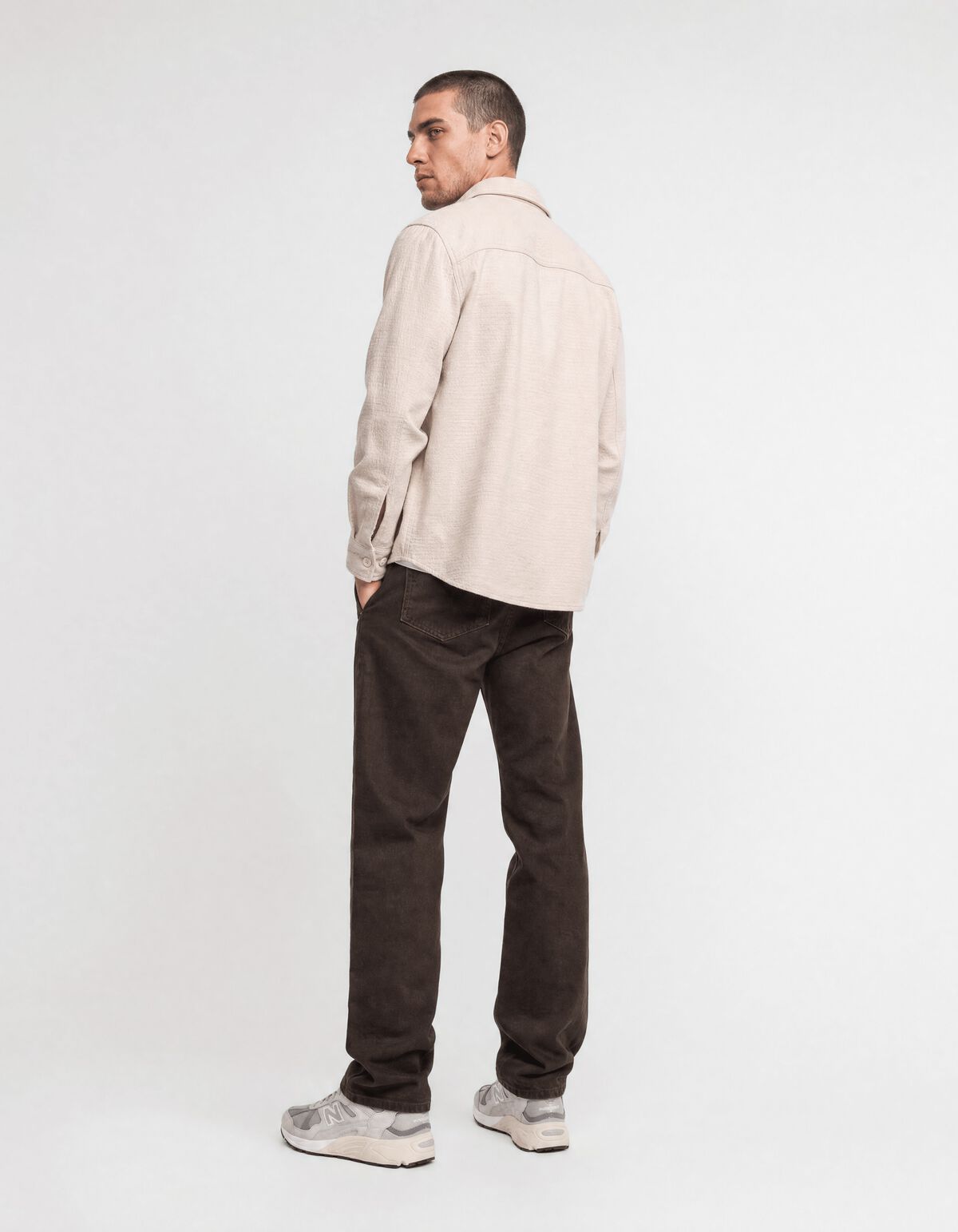 Block-Jacquard-Overshirt Hellgrau SHOEBY MEN