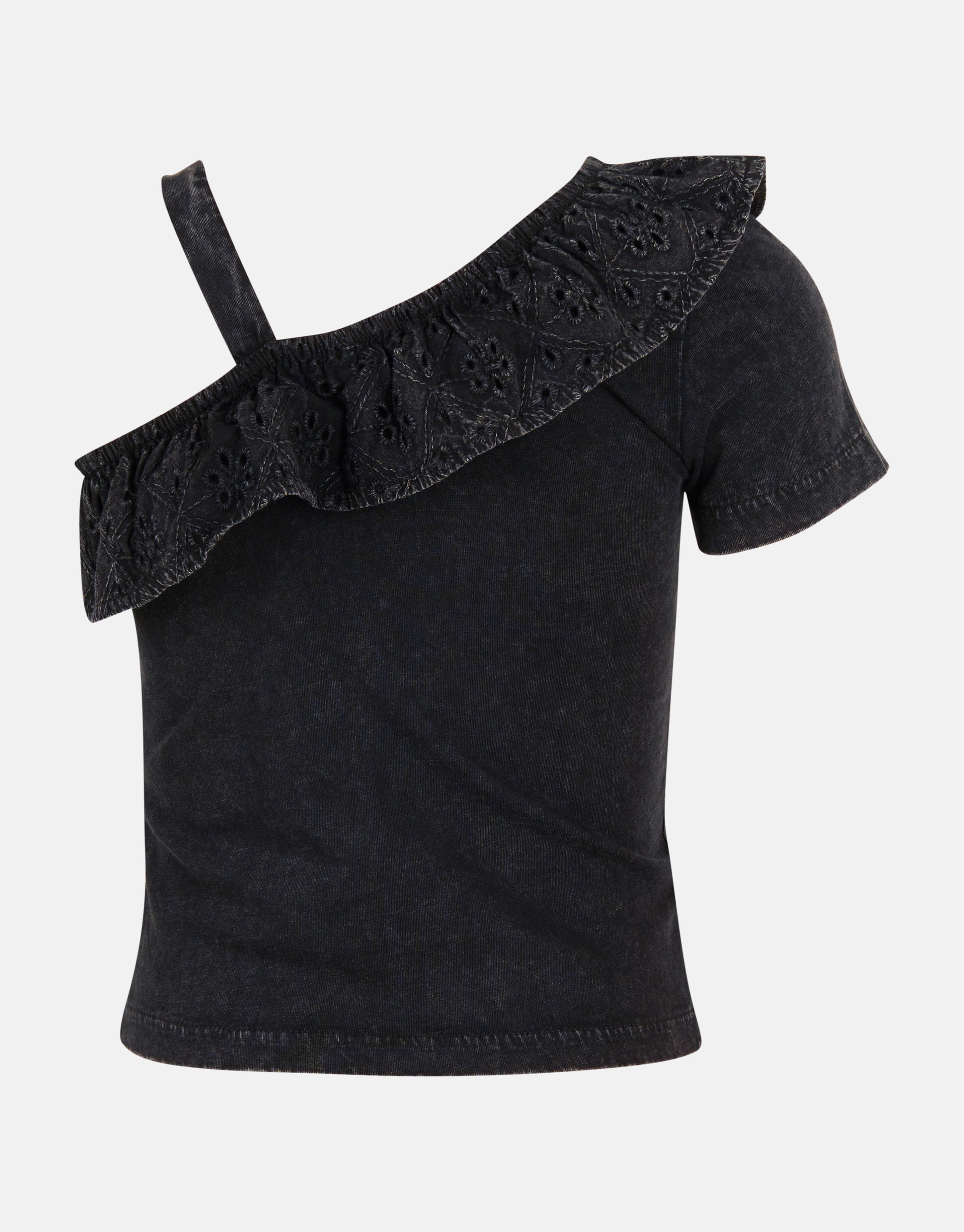 One-Shoulder-T-Shirt Dunkelgrau SHOEBY GIRLS