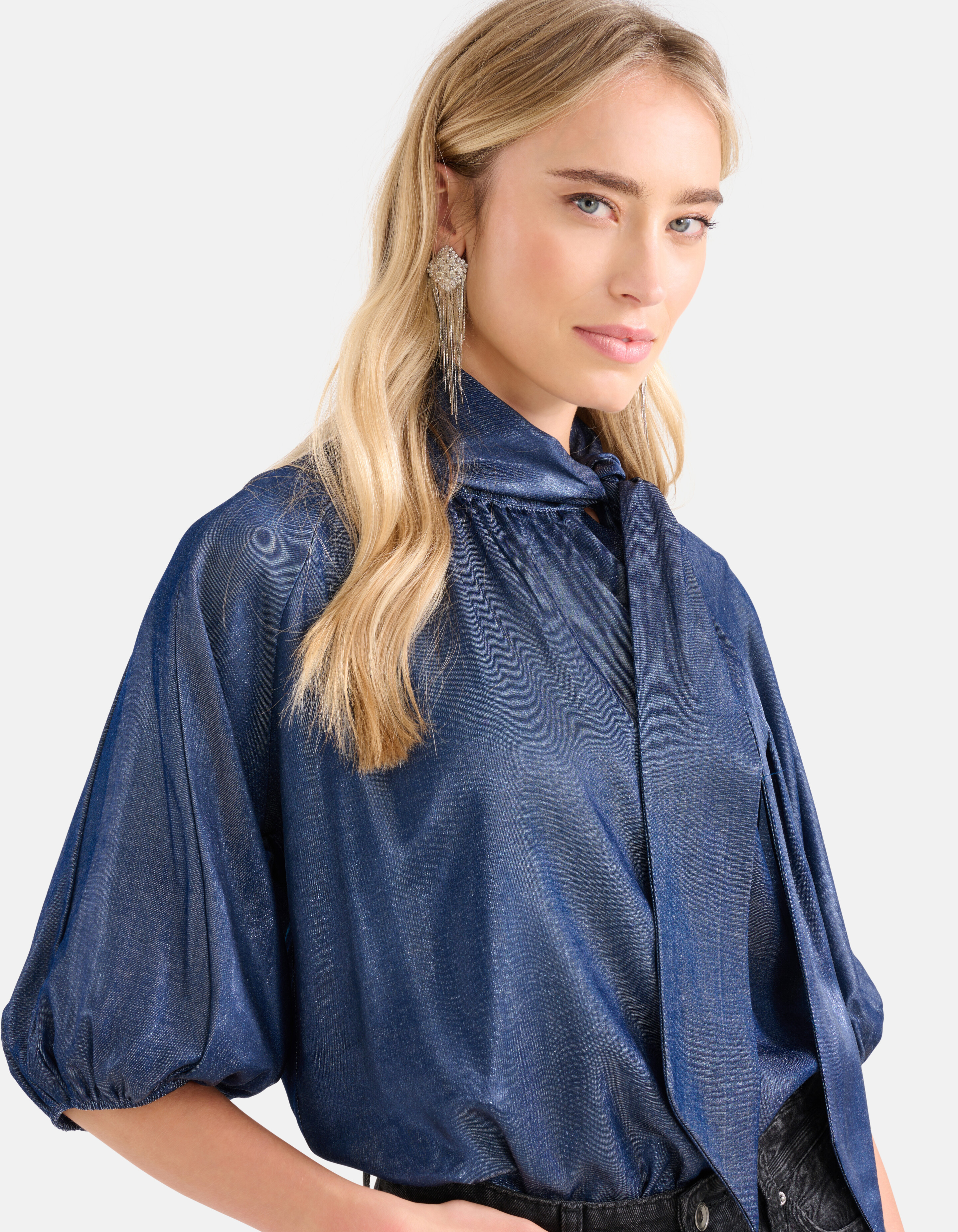 Metallic-Bluse Dunkelblau SHOEBY WOMEN