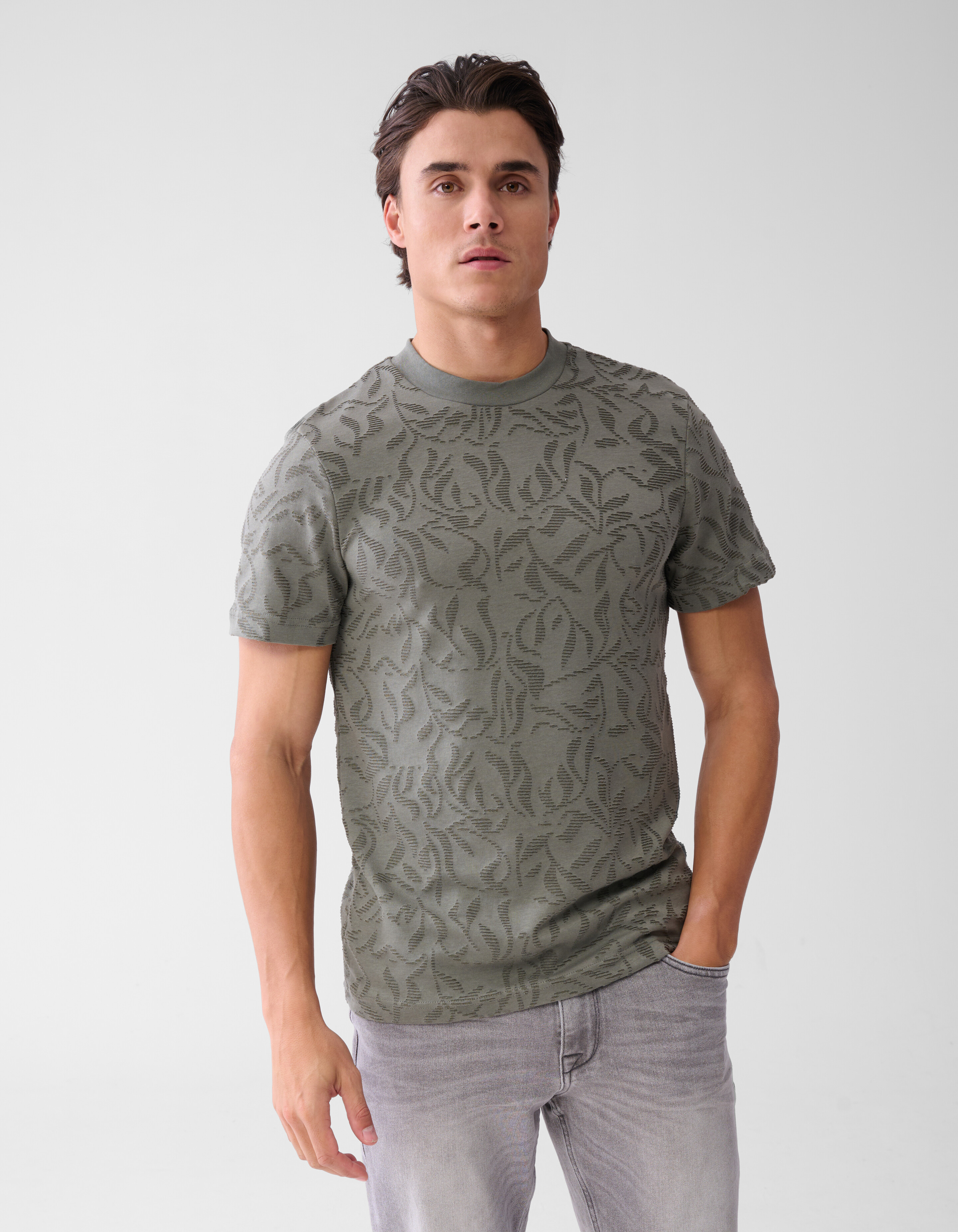 Struktur-T-Shirt Dunkelgrün SHOEBY MEN