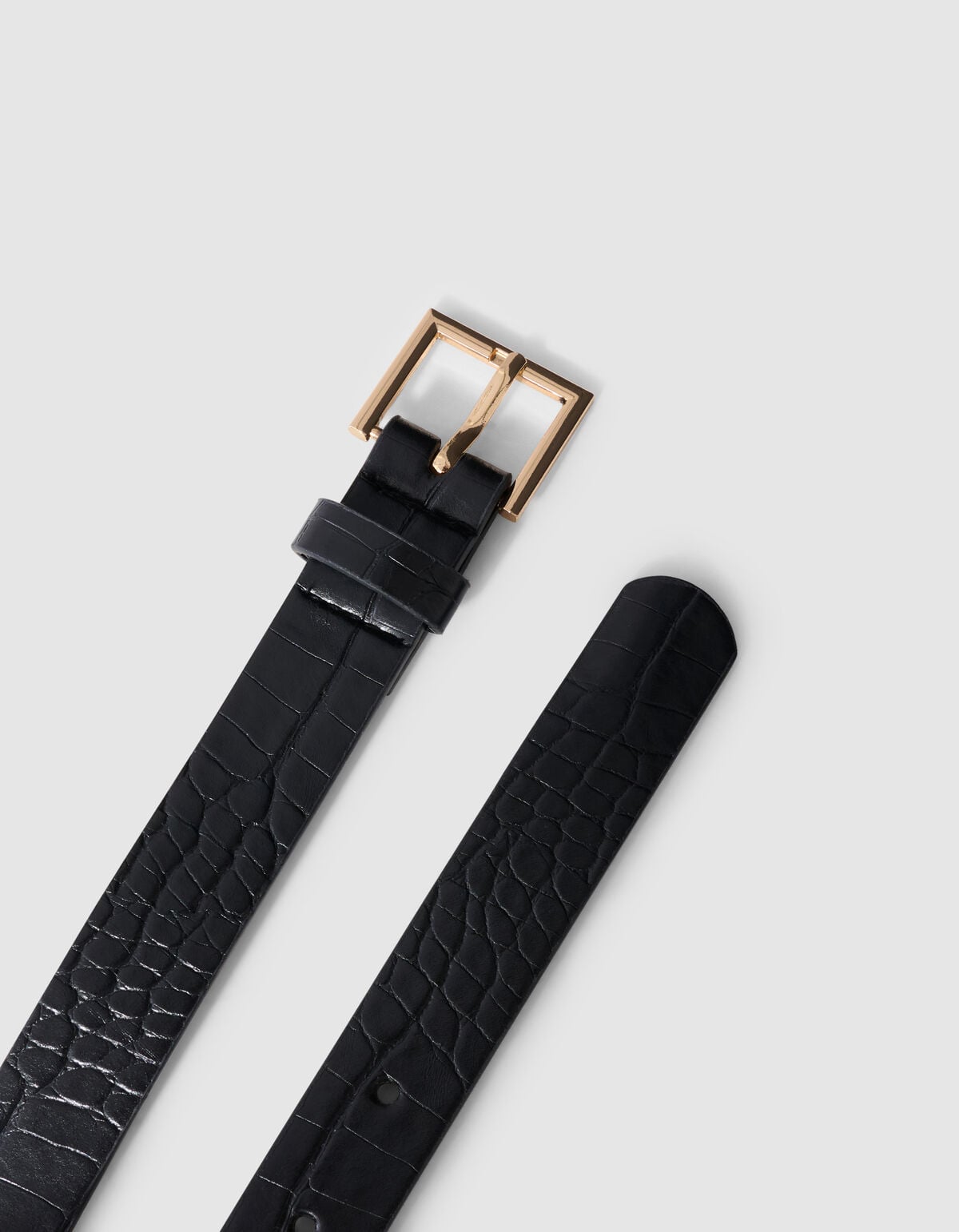Krokodilg&uuml;rtel Schwarz/Gold SHOEBY ACCESSOIRES