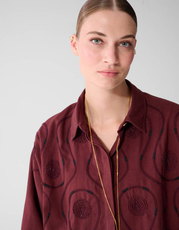 Bluse Mit Perlenstickerei Dunkelrot By Mieke SHOEBY WOMEN