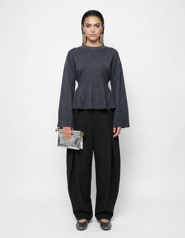 Peplum Strickpullover Dunkelgrau SHOEBY WOMEN